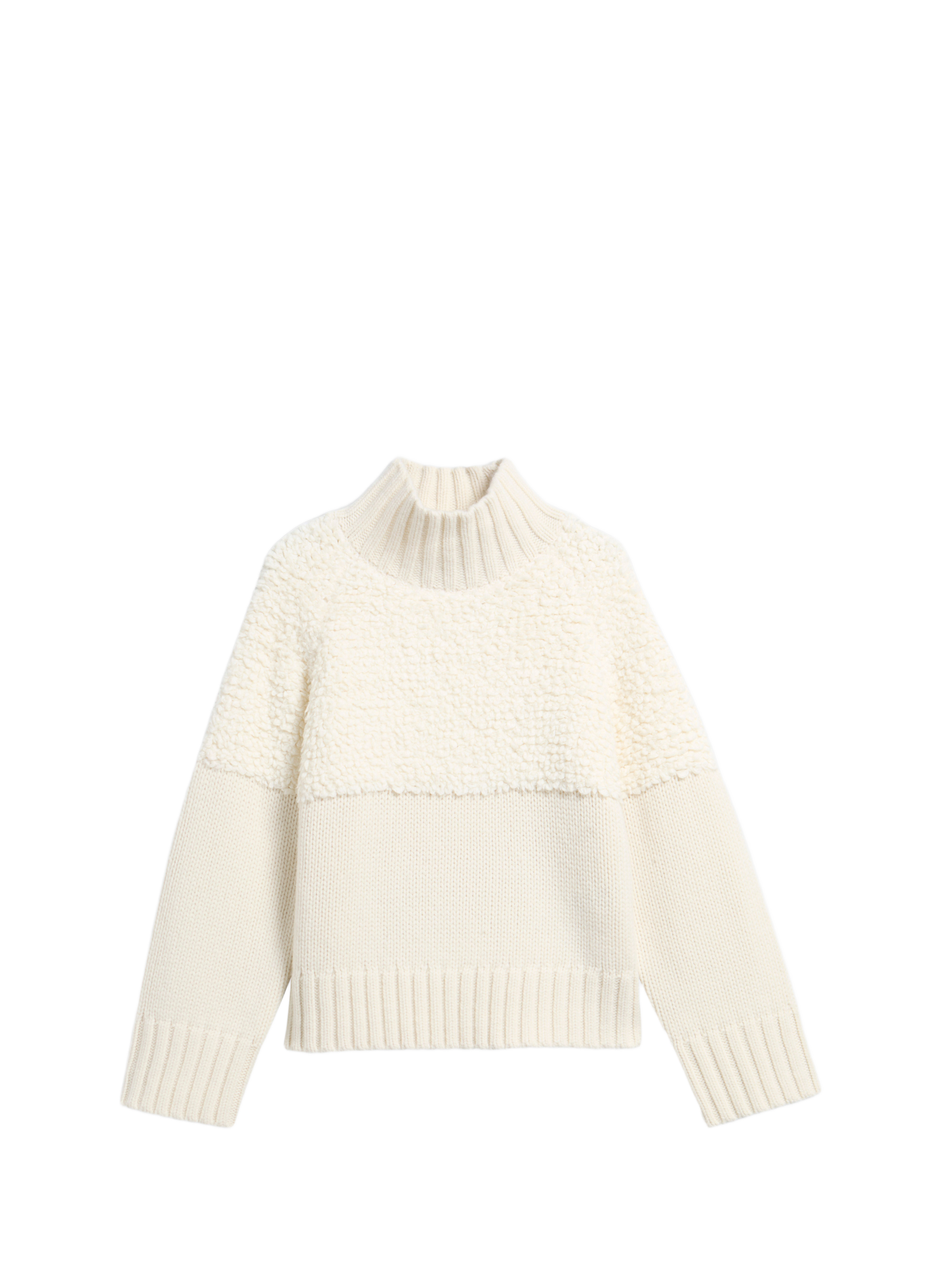 Straight cut high-neck bi-material sweater BARBOUR Beige
