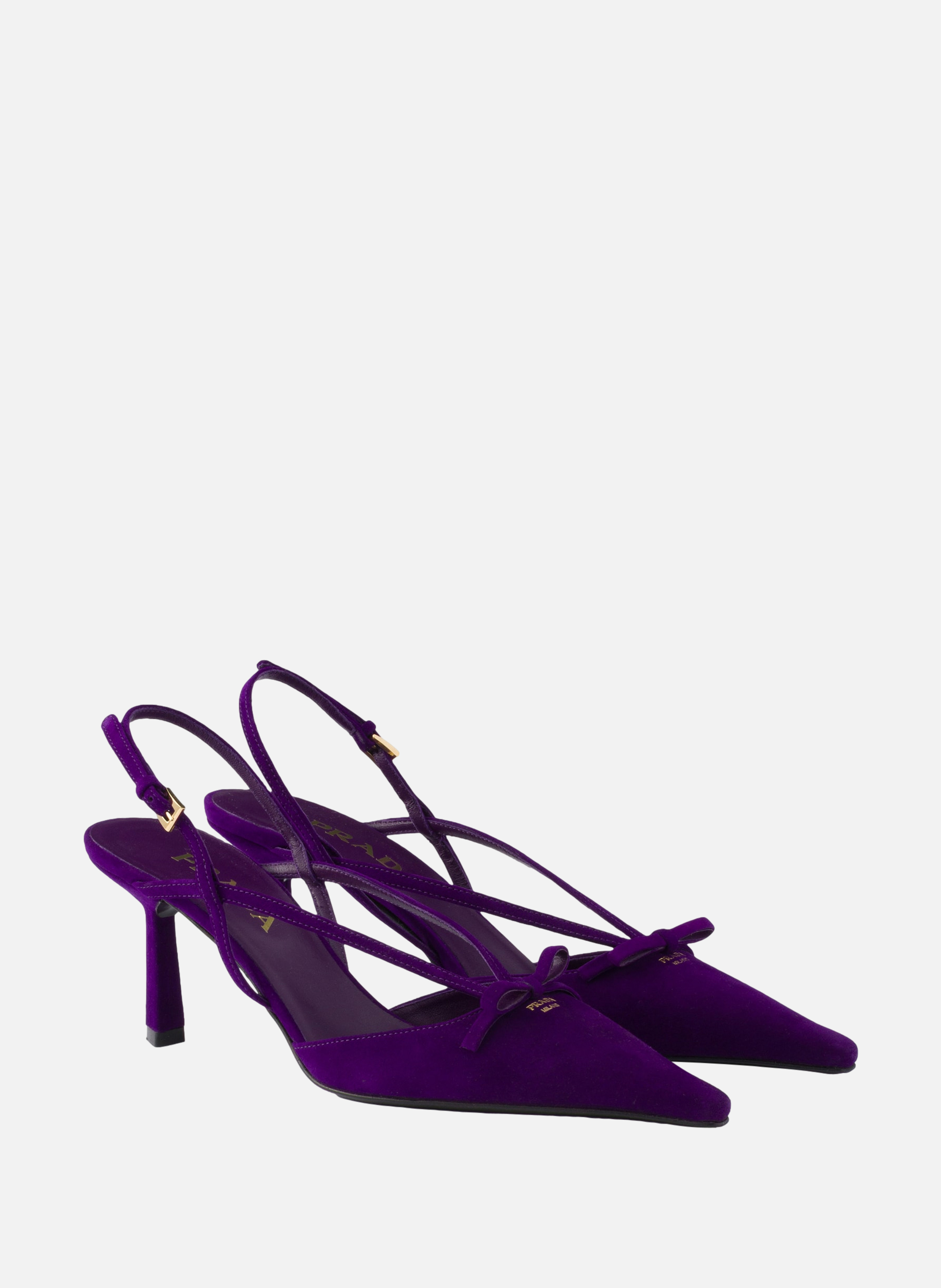 Escarpins à bride arrière en veau velours PRADA Violet