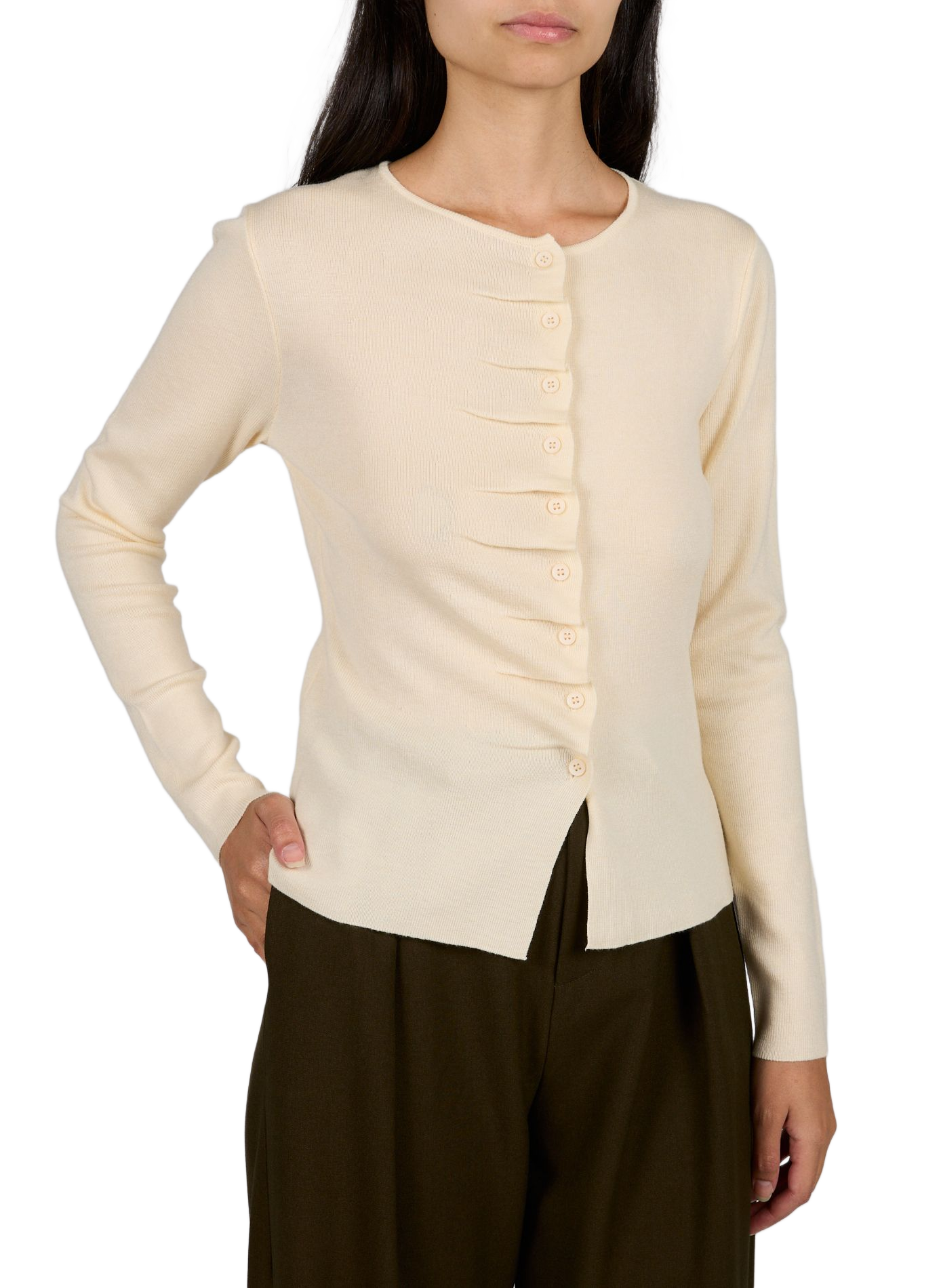 Taillierte Gamira Weste mit Rundhalsausschnitt SUNCOO Beige