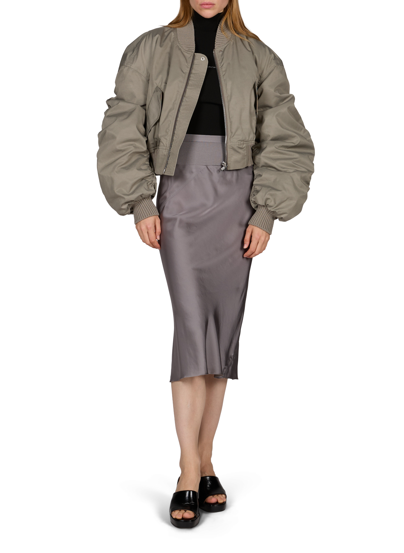 Jupe midi en biais  RICK OWENS Gris