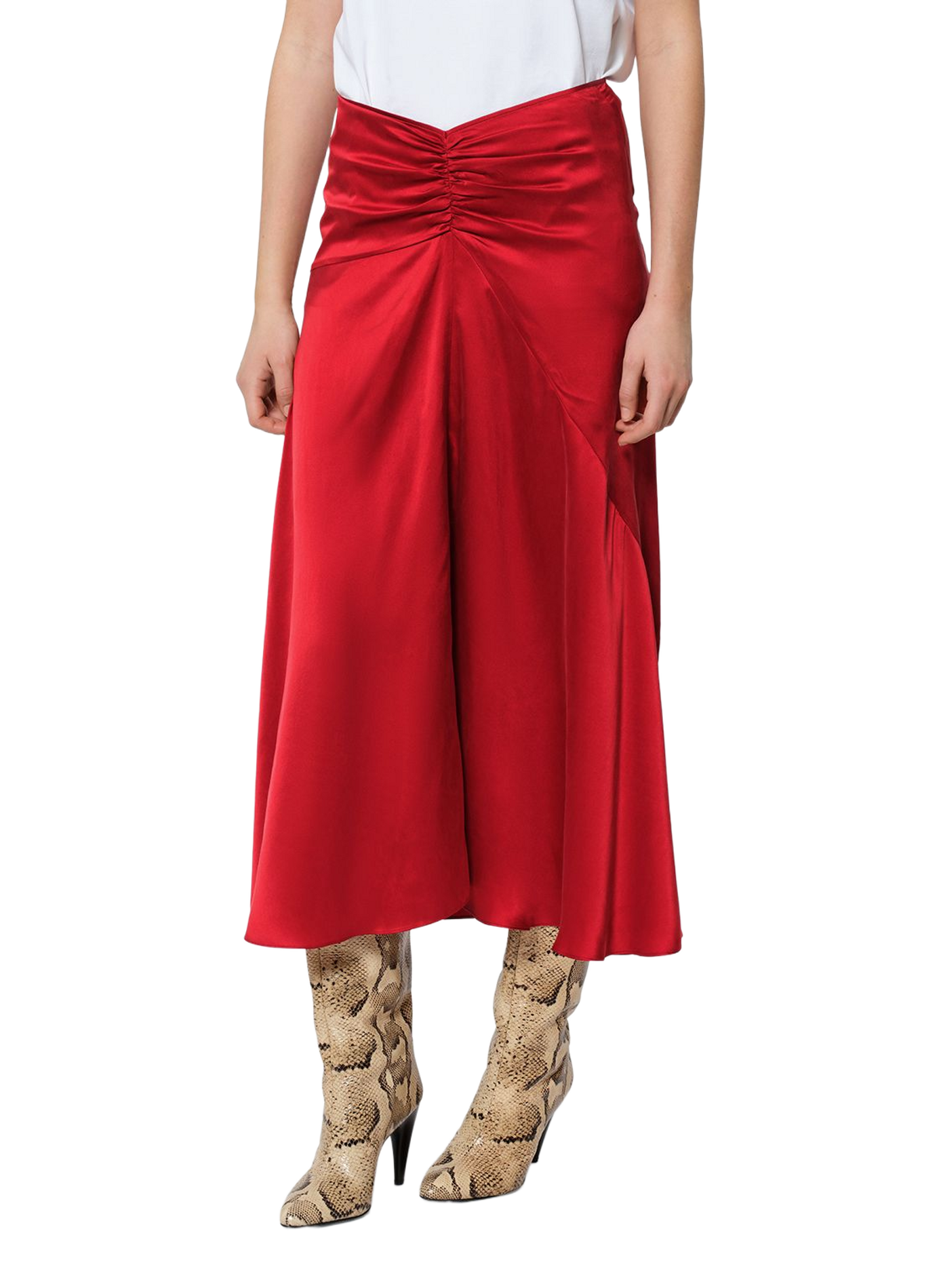 LAREN Seidenrock mit geraffter Taille ISABEL MARANT Rot