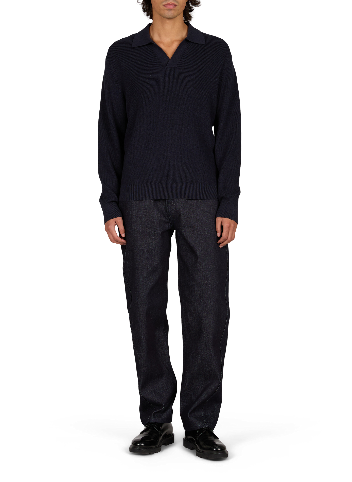 Trui met effen polokraag NN.07 Blauw