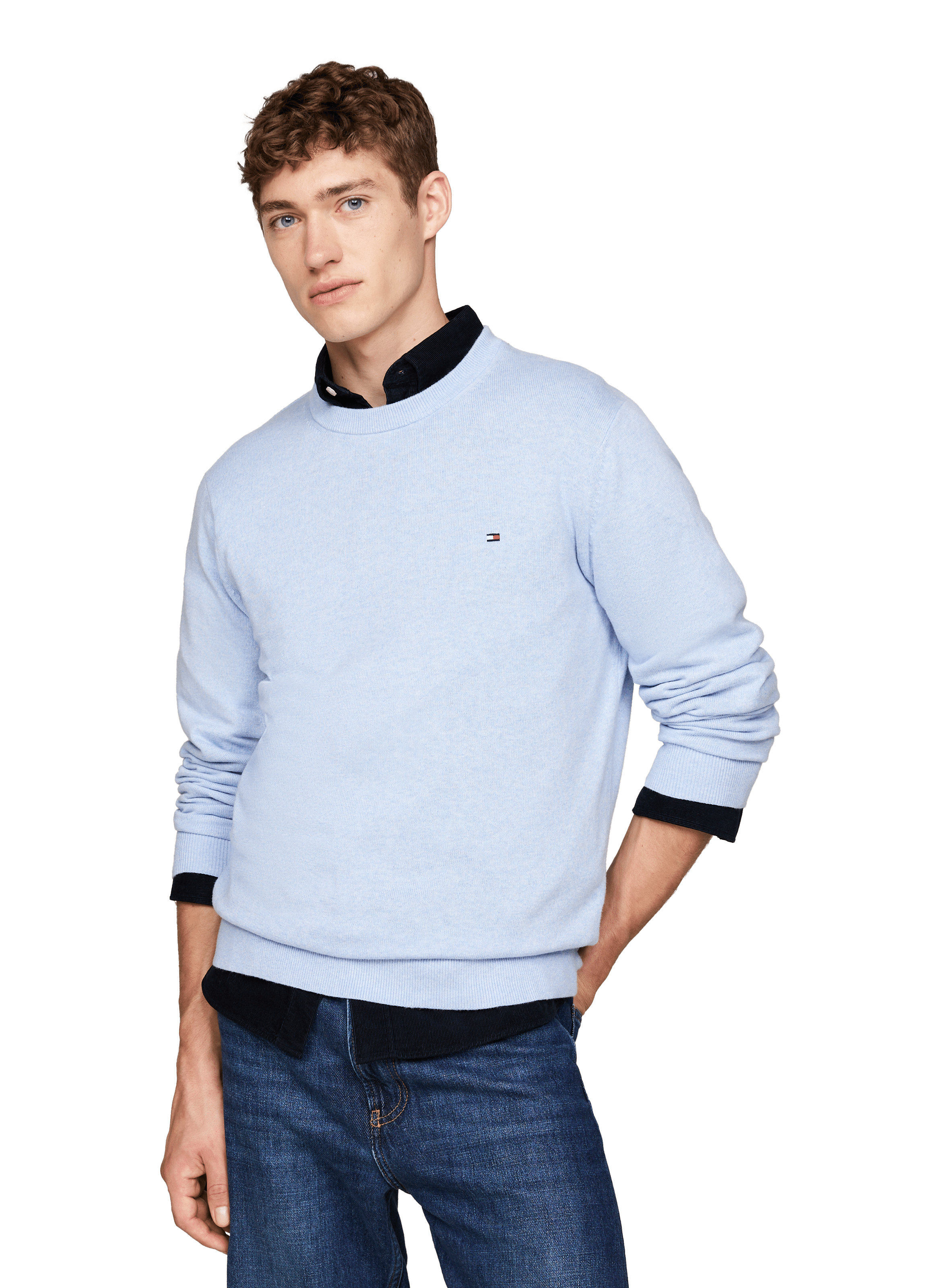 Cotton cable knit jumper  Vessel blue heather