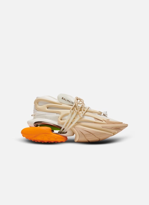 Baskets unicorn en néoprène et cuir Orange by BALMAIN BALMAIN Baskets unicorn en néoprène et cuir Orange