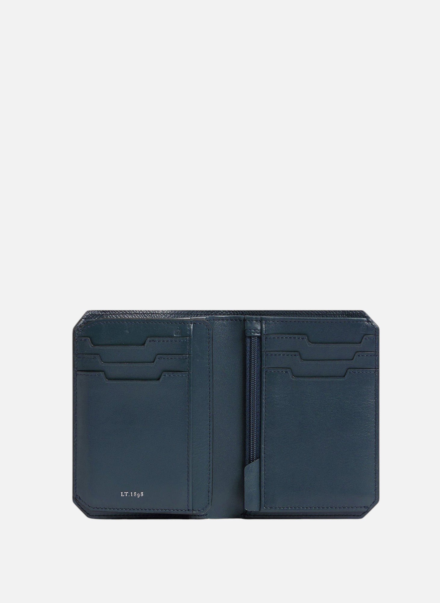 Portefeuille vertical 2 volets gaston en cuir grain croisé LE TANNEUR Bleu