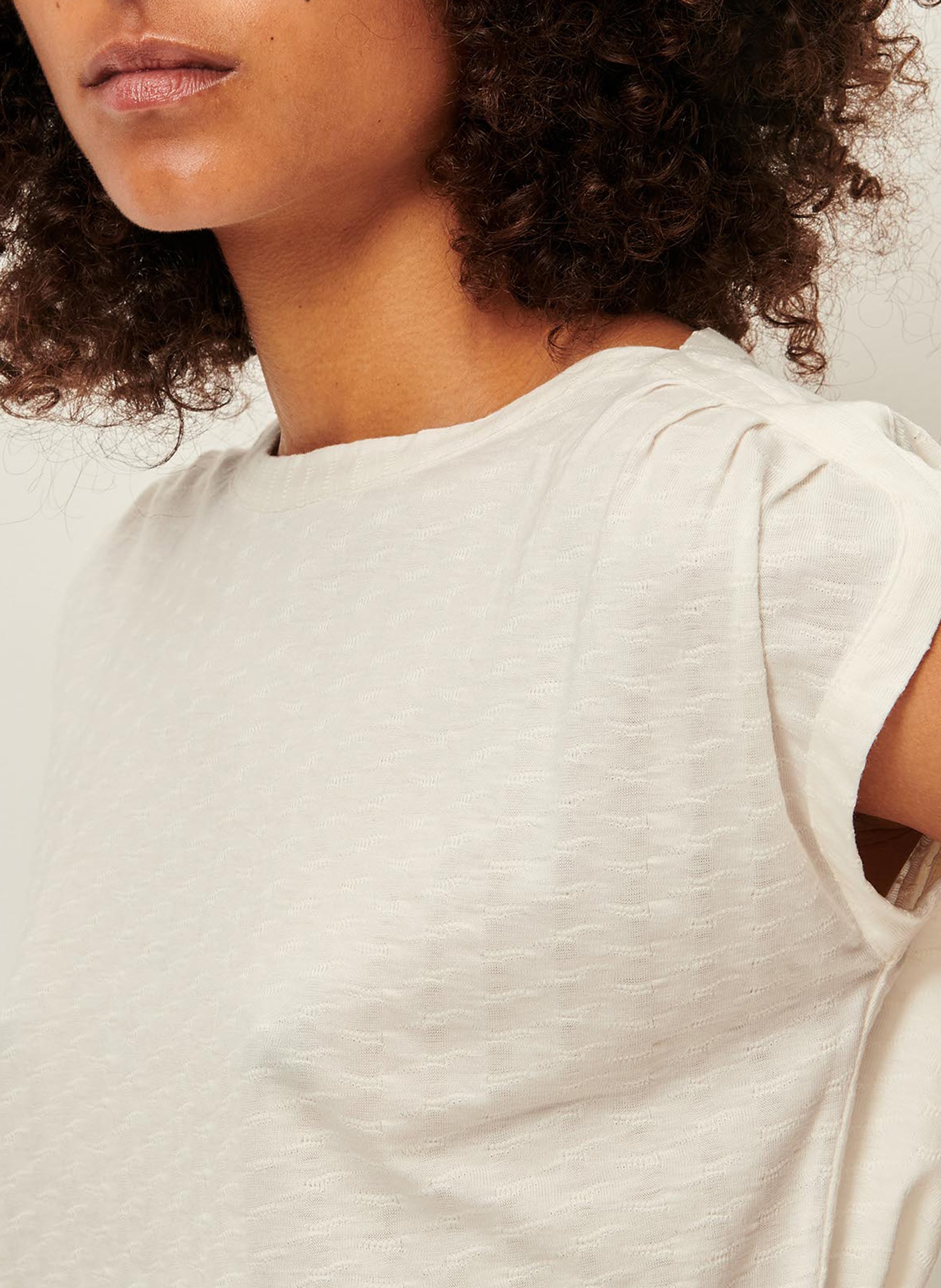 Top col bateau ample sixtojacquard SESSUN Beige