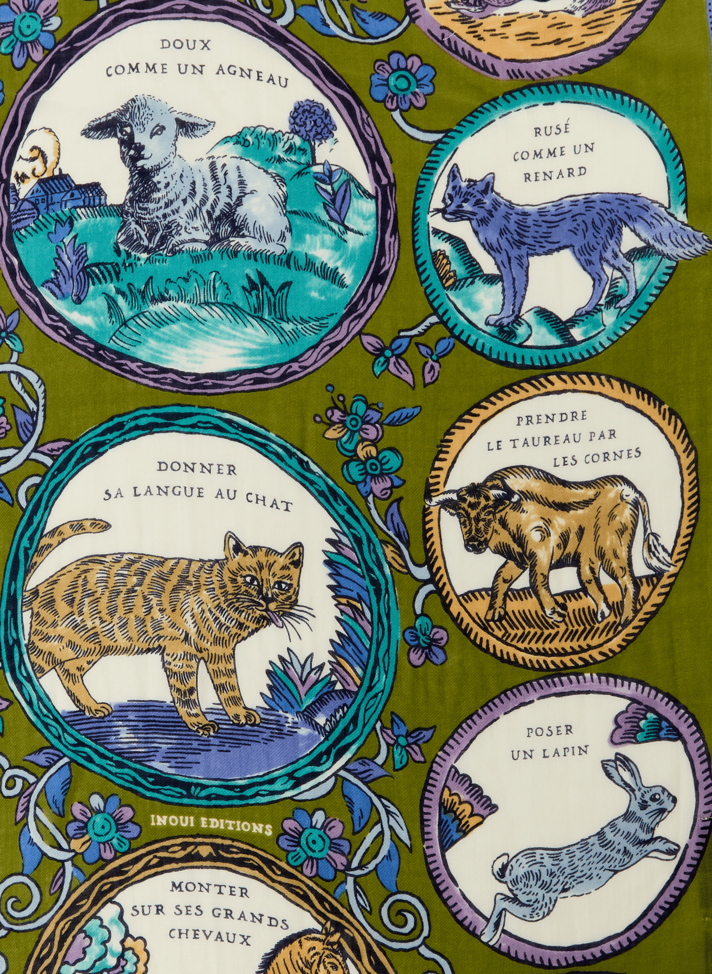 Foulard imprimé en laine INOUI EDITIONS Vert