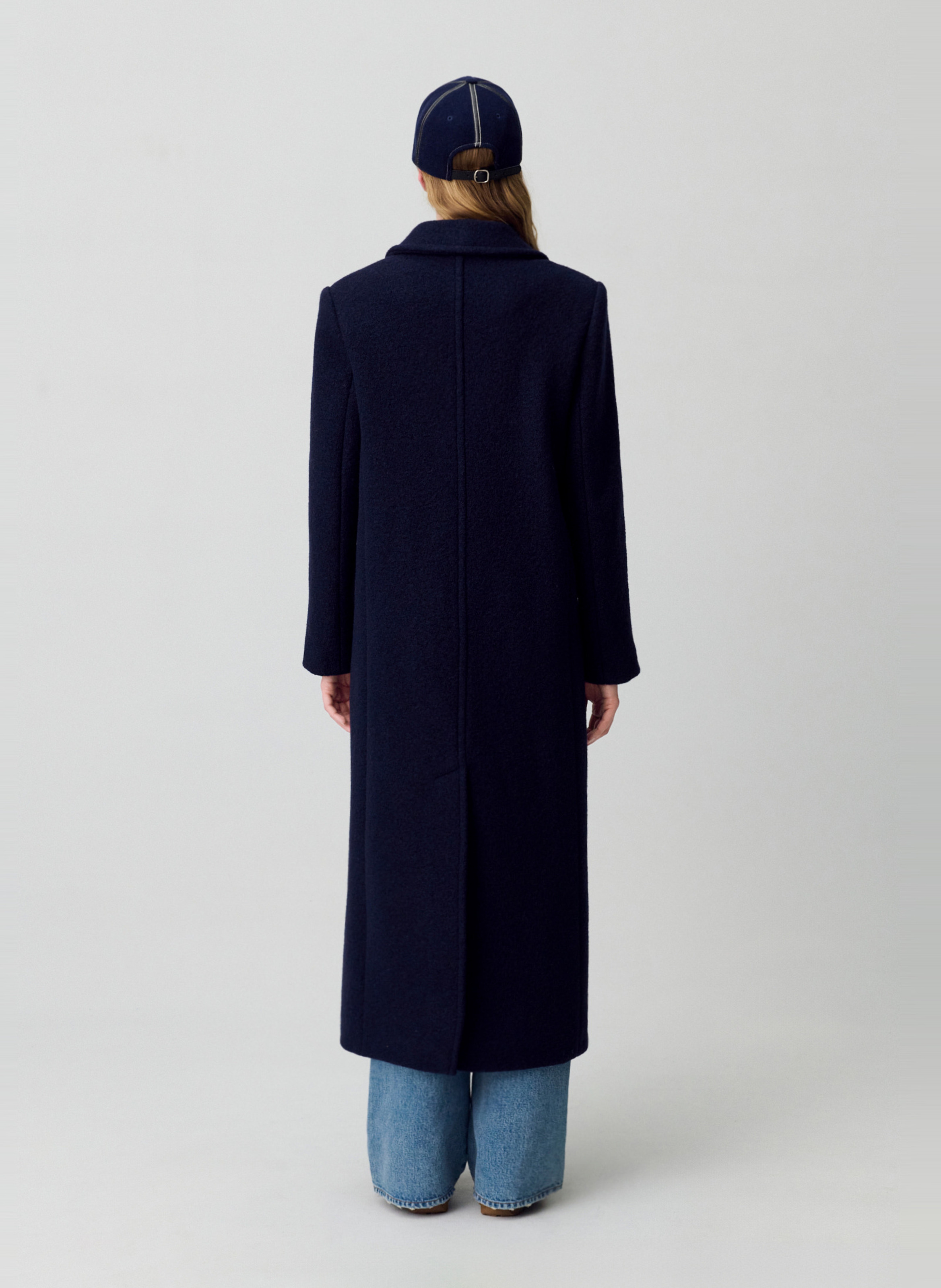 Manteau mi-long droit uni en laine ginger CLAUDIE PIERLOT Bleu
