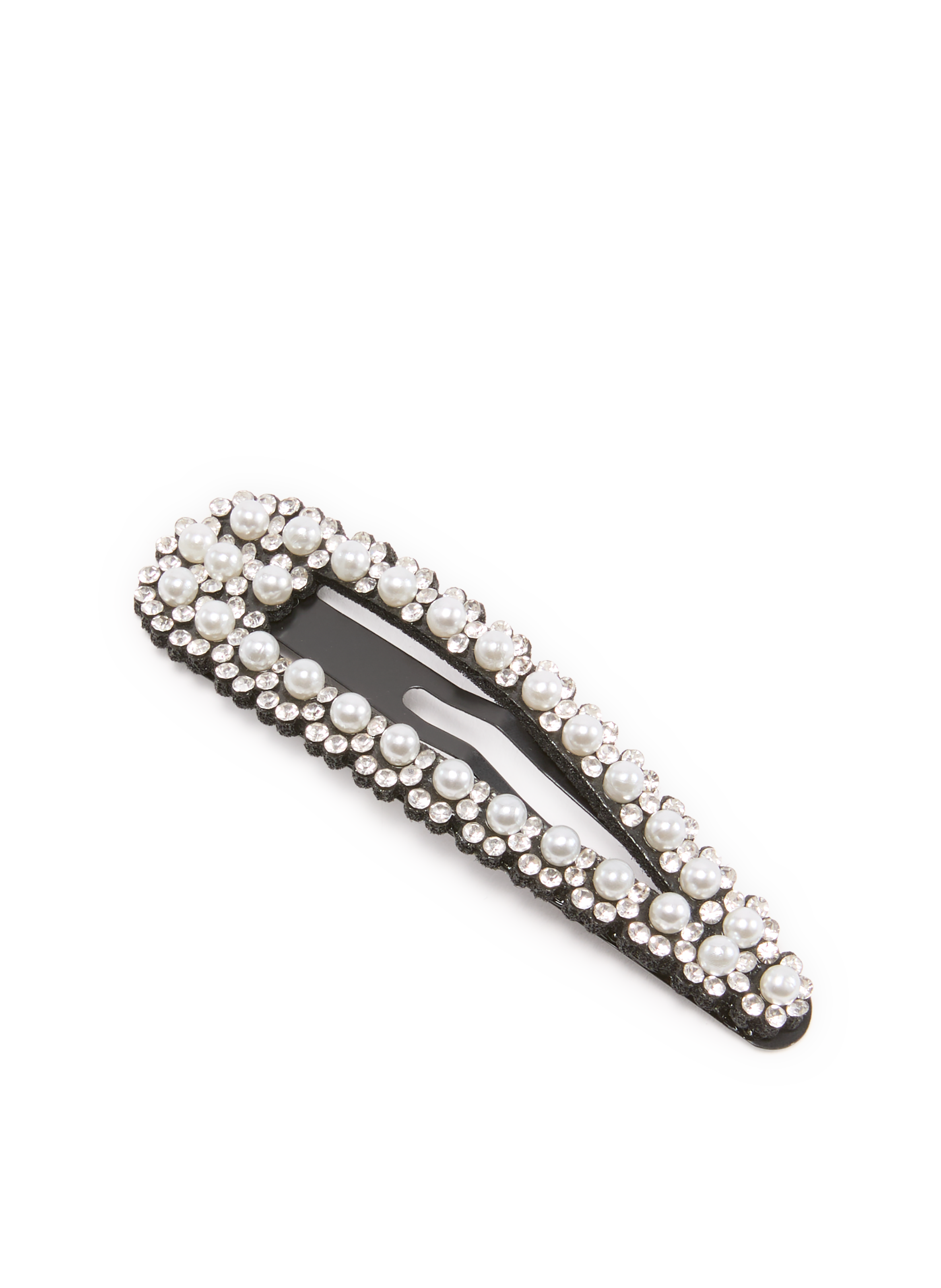 Bead and rhinestone hair clips Silver