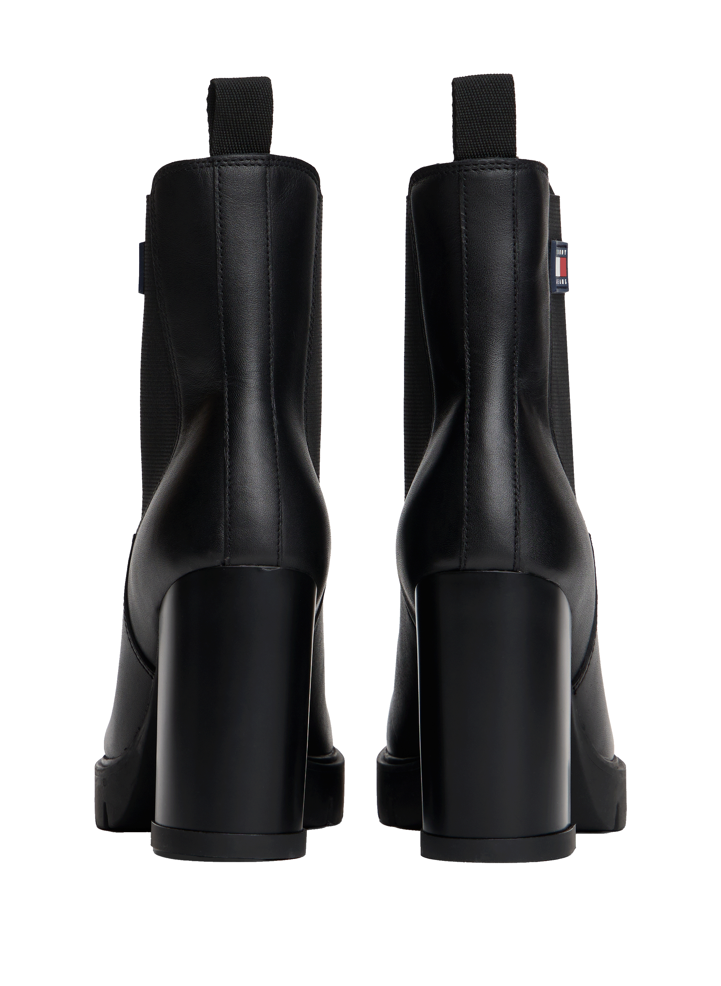 Bottines à talons hauts crantés en cuir TOMMY HILFIGER Noir