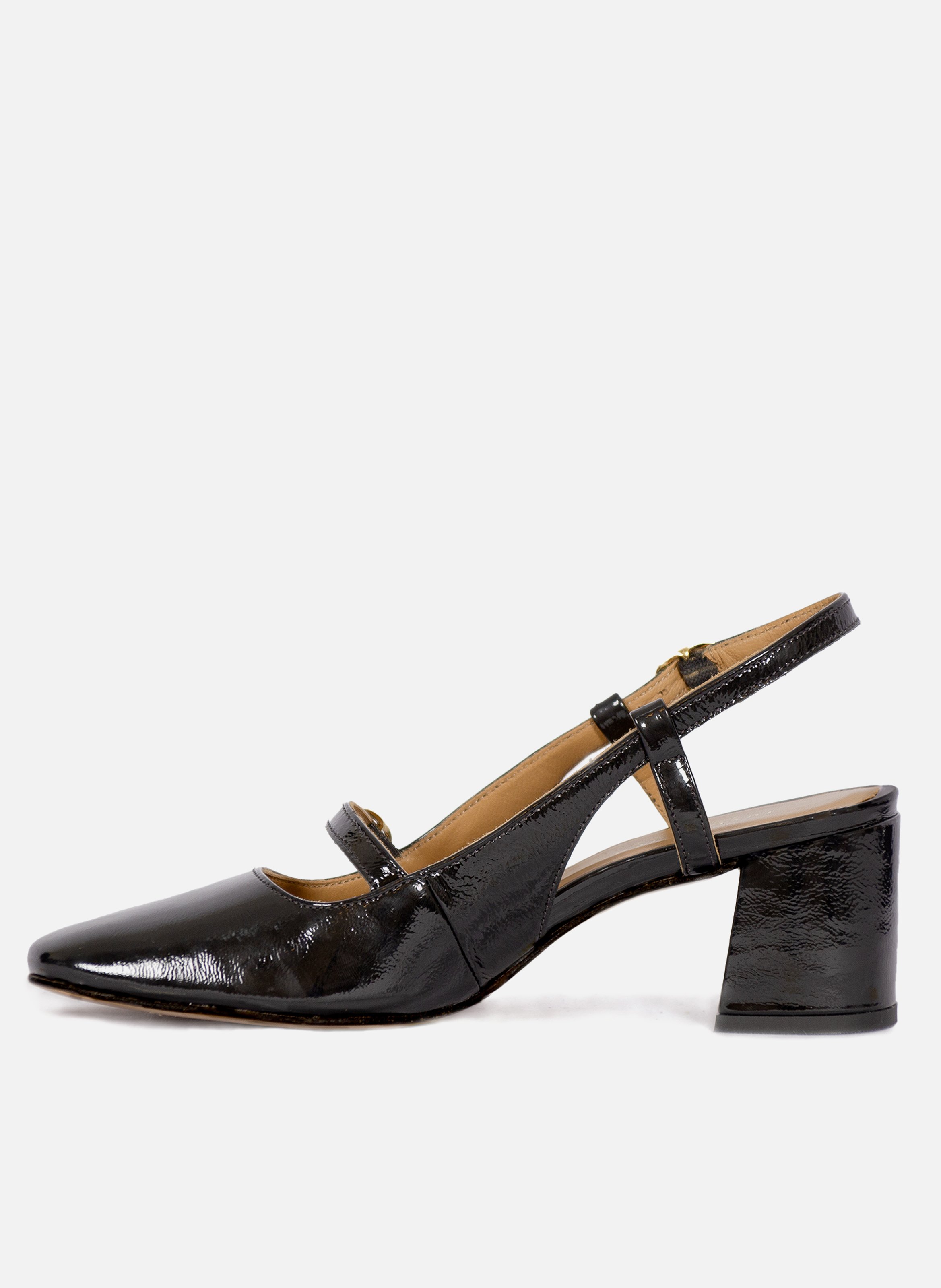 Escarpins slingback cuir vernis JULES & JENN Noir