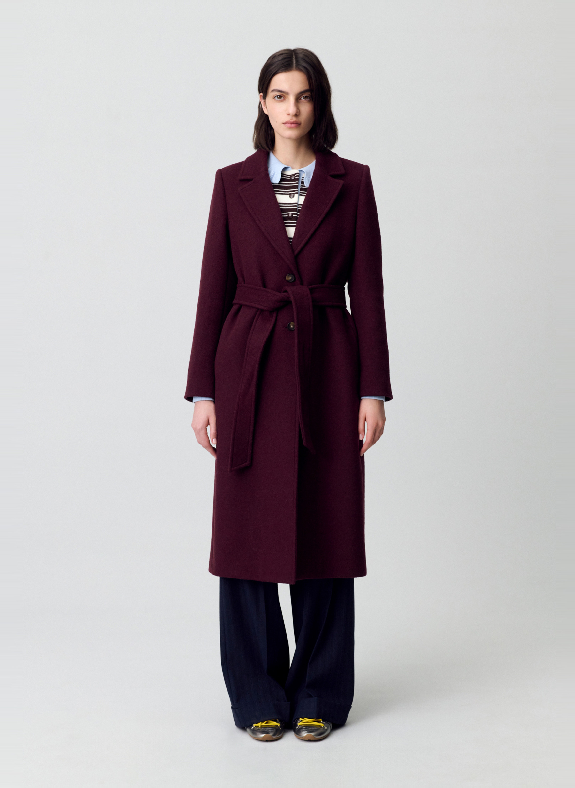 CLAUDIE PIERLOT Manteau droit en laine mélangée generalter Rouge