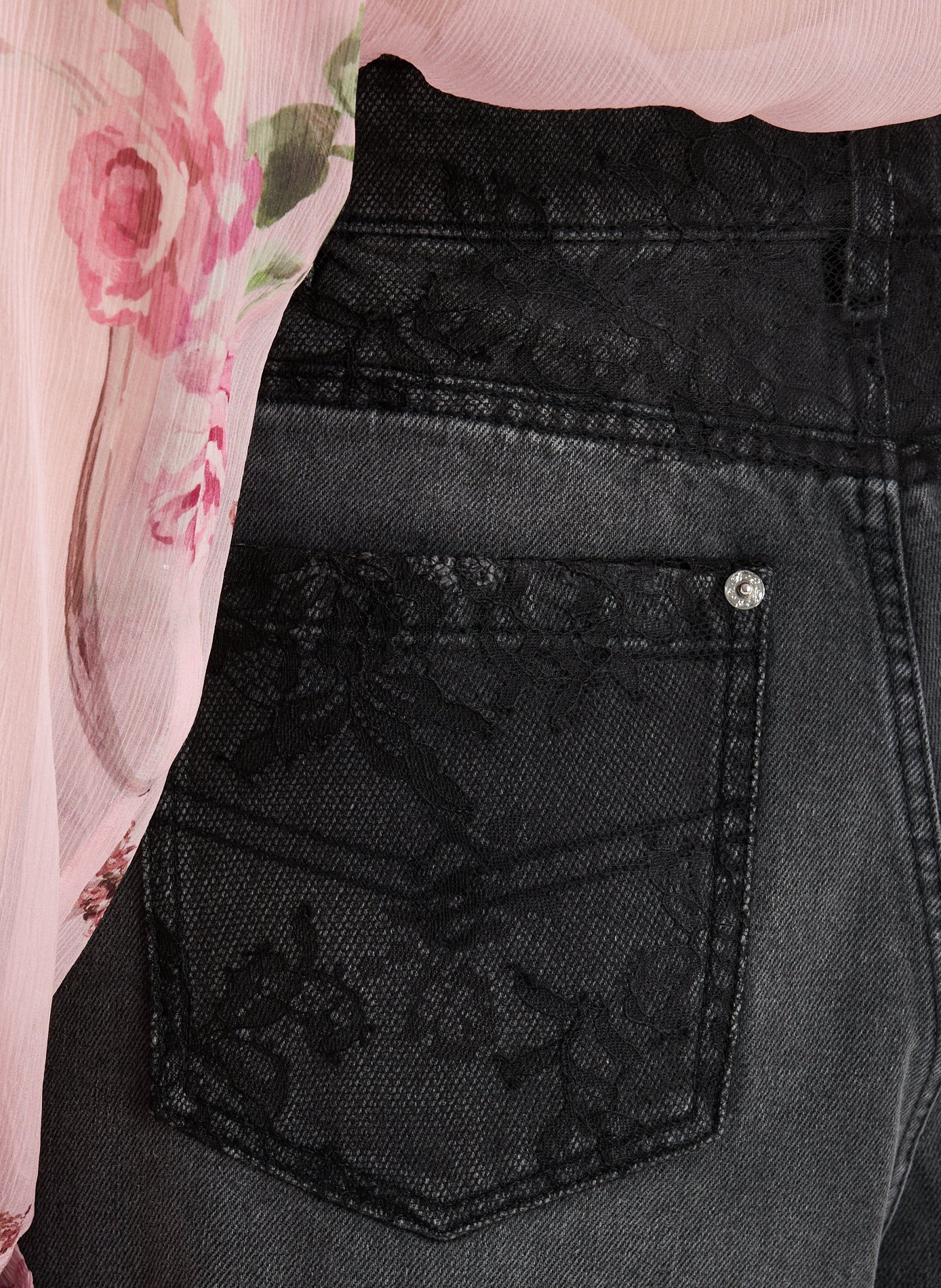 Jeans large bi-matière en coton BLUMARINE Bleu