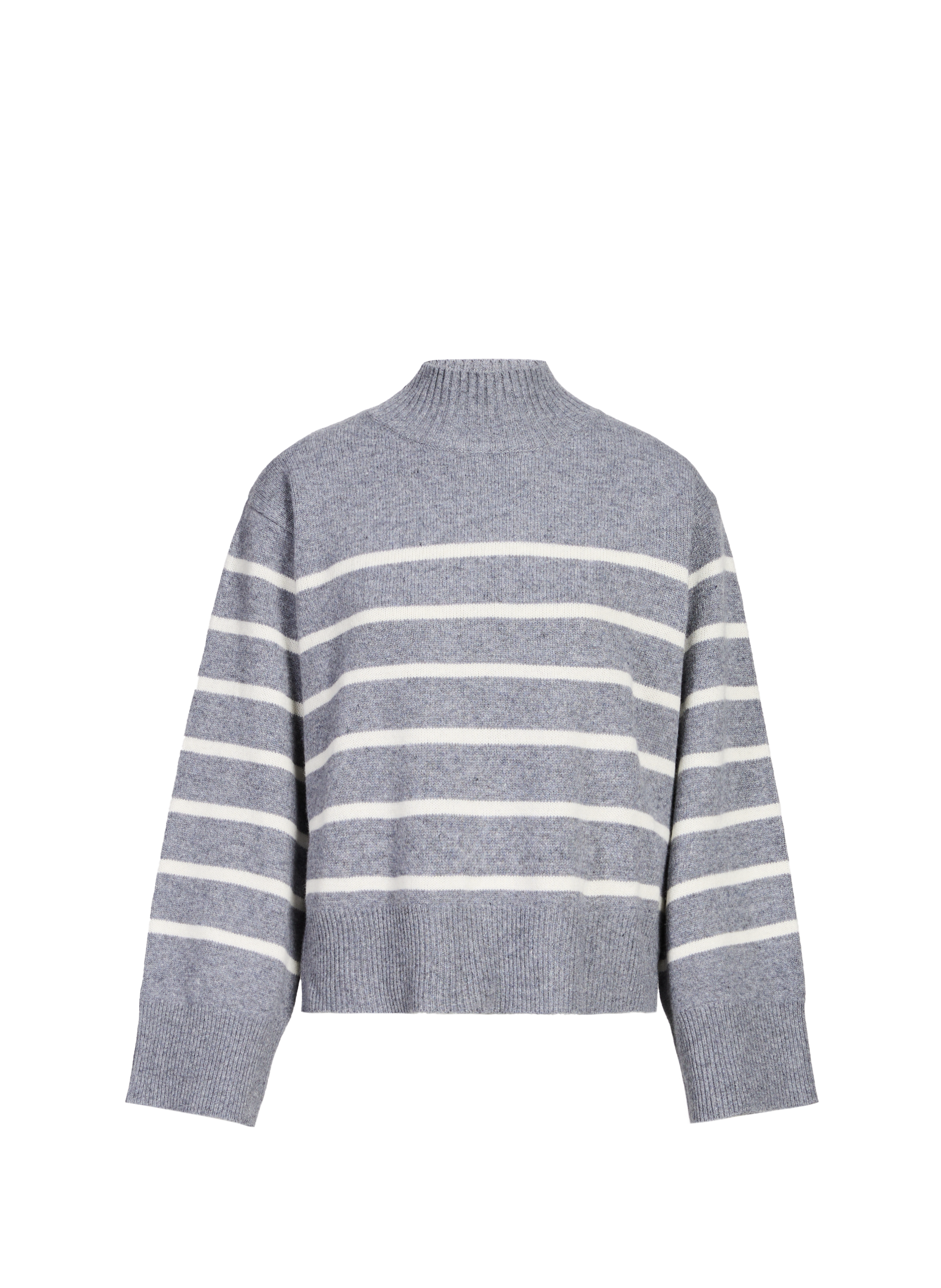 SUNCOO Pull droit rayé à col montant en laine Gris