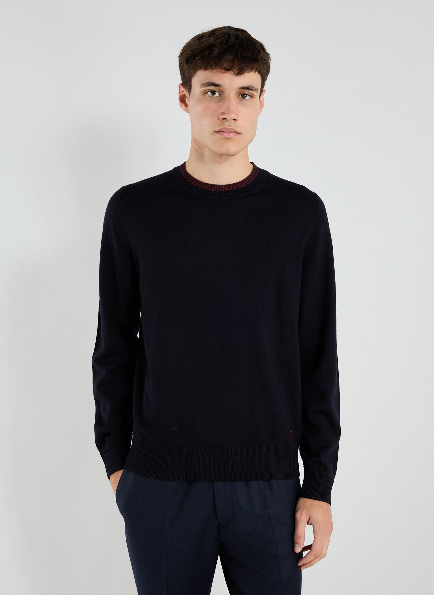 PAUL SMITH Pull col rond en laine mérinos Bleu