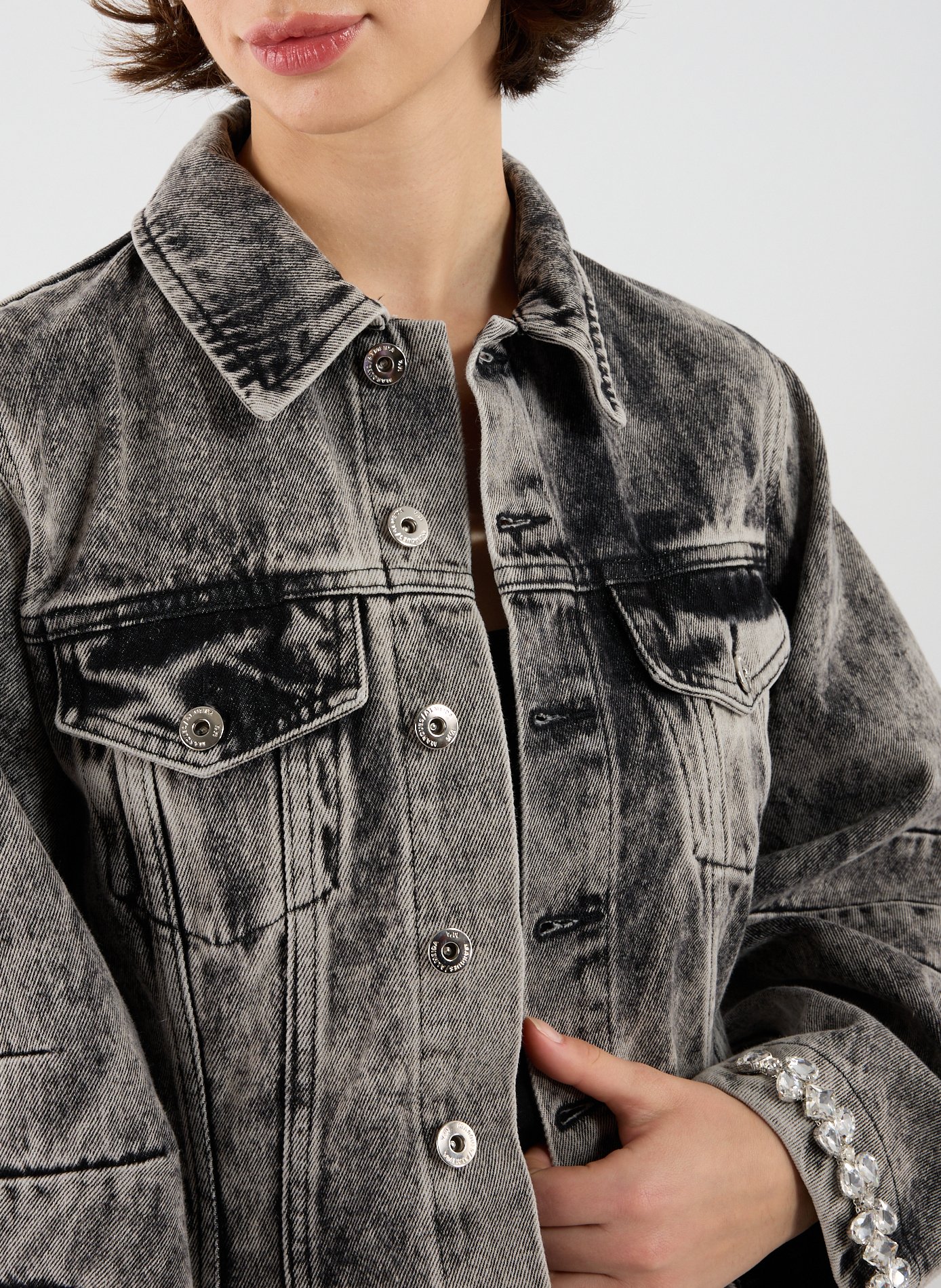 Veste délavée col classique en coton MARQUES ALMEIDA Noir