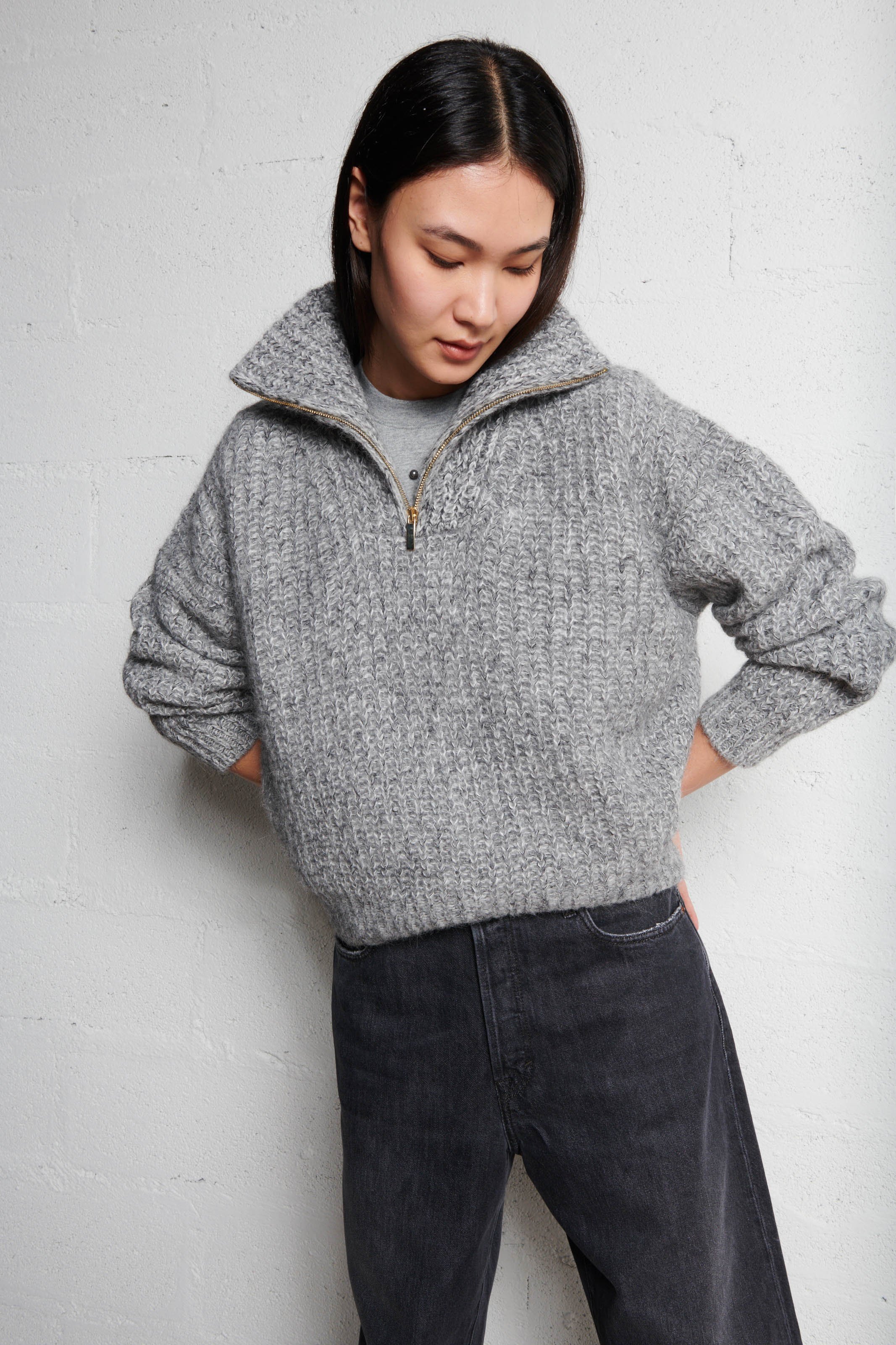 Pull col montant en laine mélangée baltan BA&SH Noir