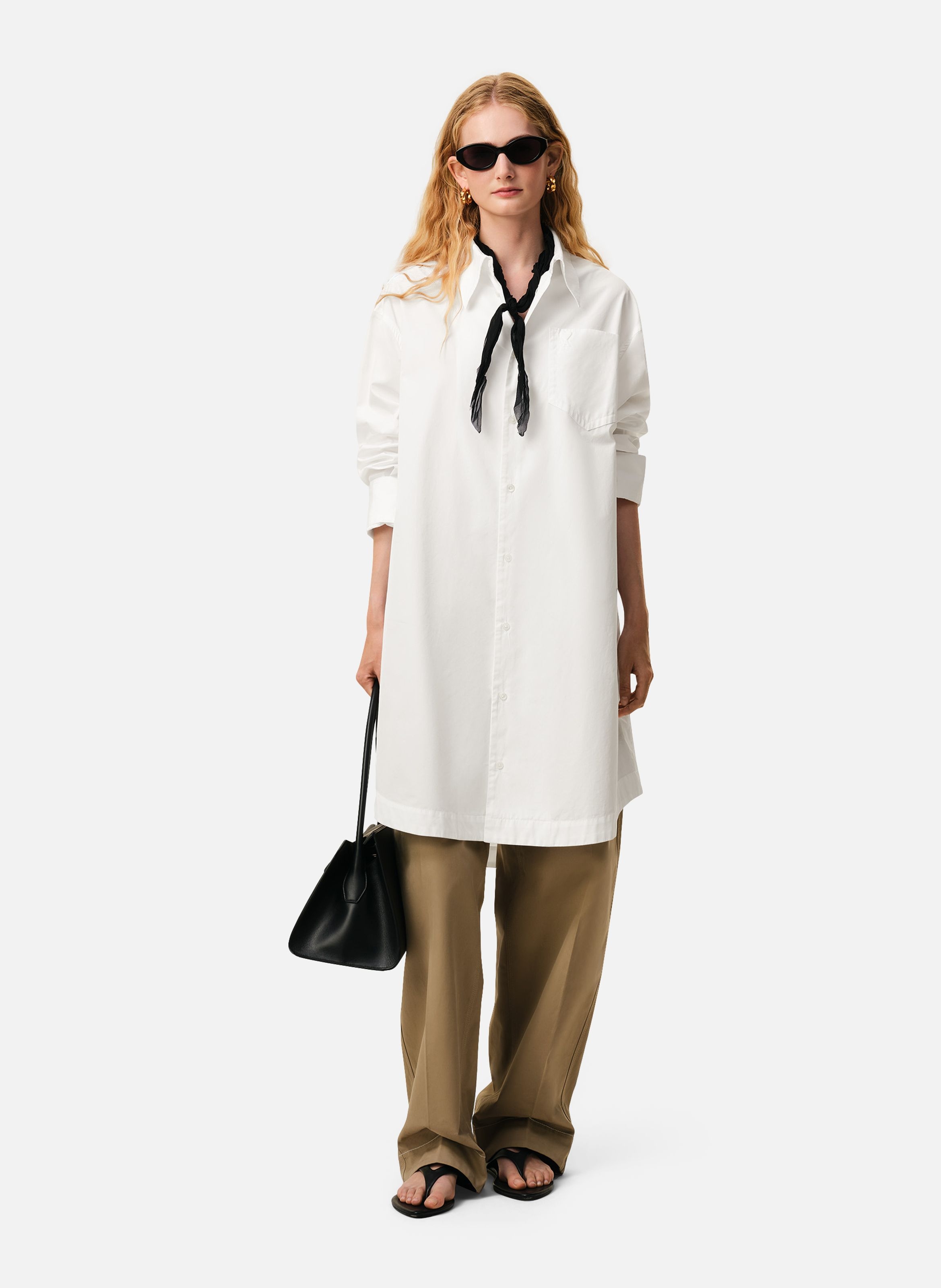 Chemise large ami de coeur unisexe en coton AMI PARIS Blanc