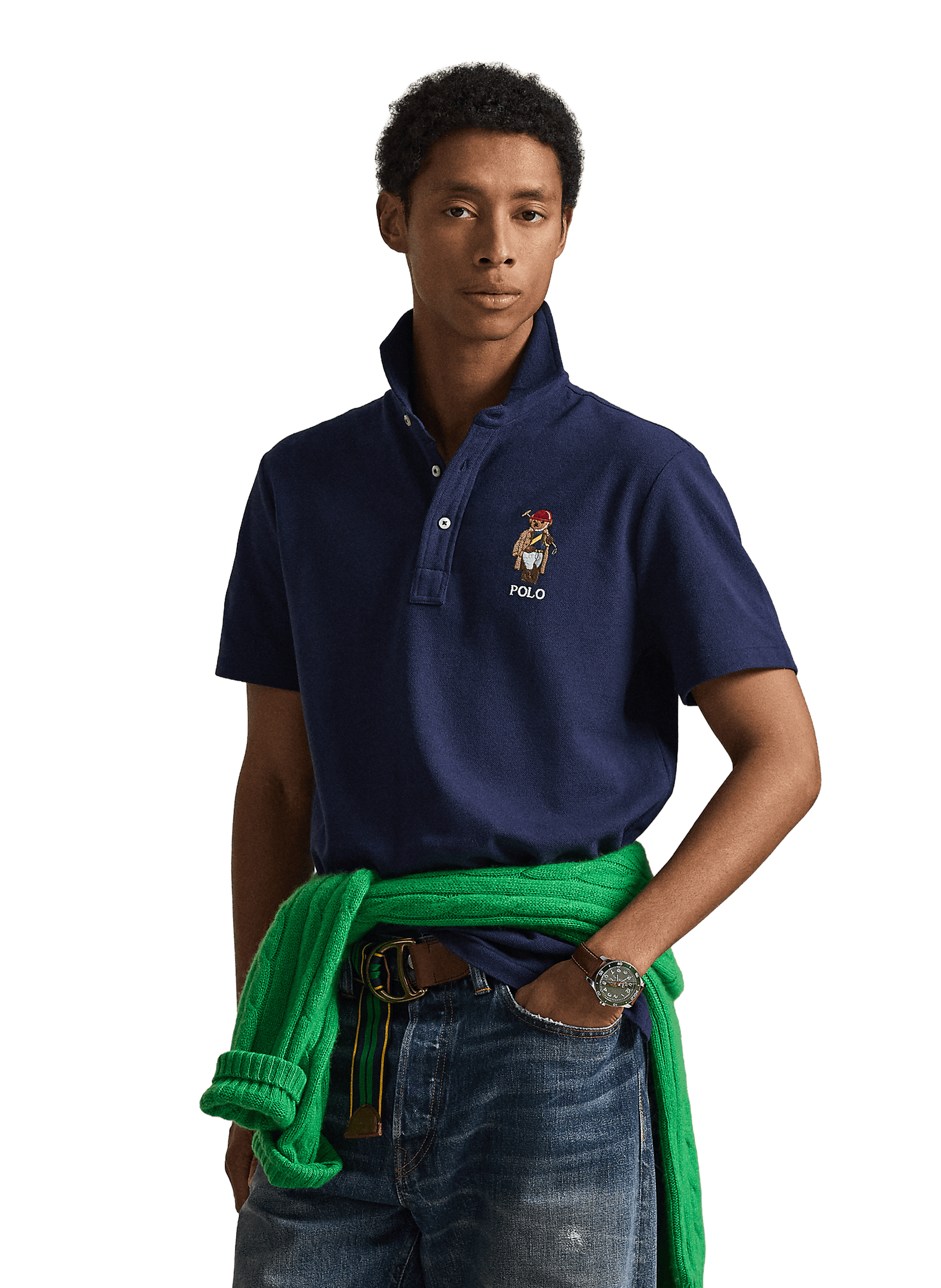 Polo manches courtes ours brodé en coton POLO RALPH LAUREN Bleu