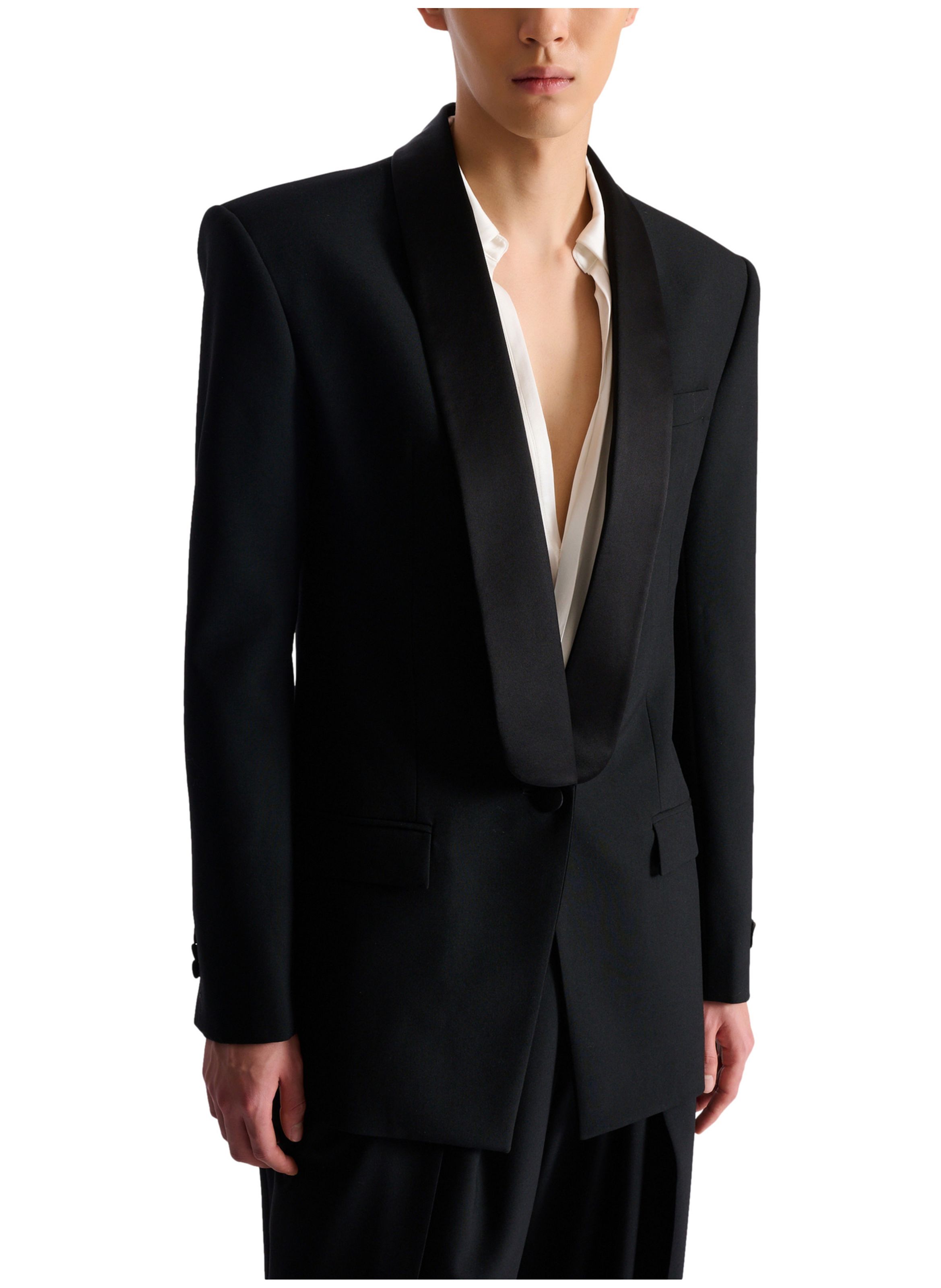 Veste de smoking en laine BALMAIN Noir