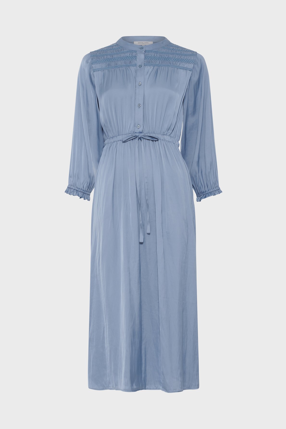 Robe midi en satin à smocks - rubie GERARD DAREL Bleu