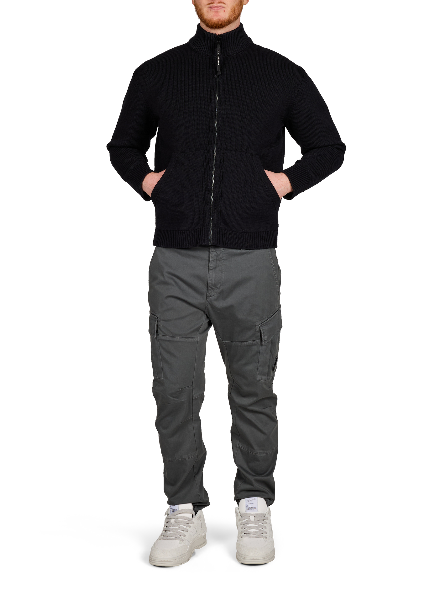 Ribbed cardigan with removable inner vest CP COMPANY Blue