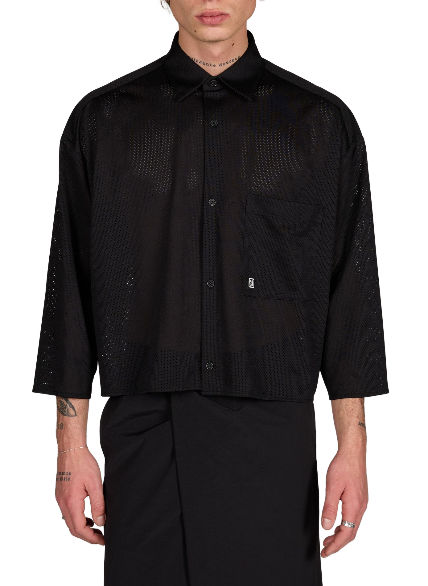 Chemise ample ajourée col classique MERELY MADE Noir