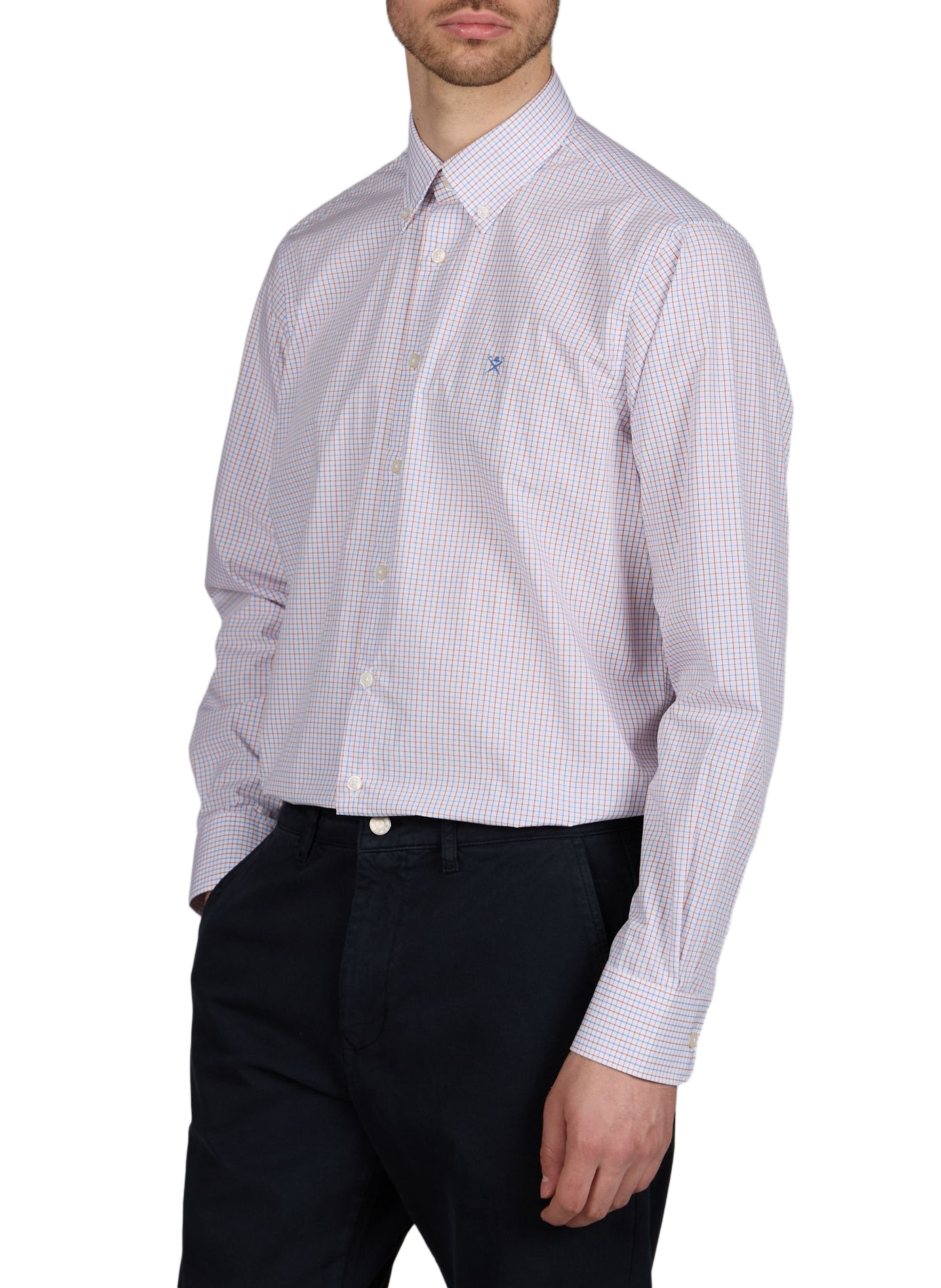 Chemise à carreaux en coton HACKETT Rouge