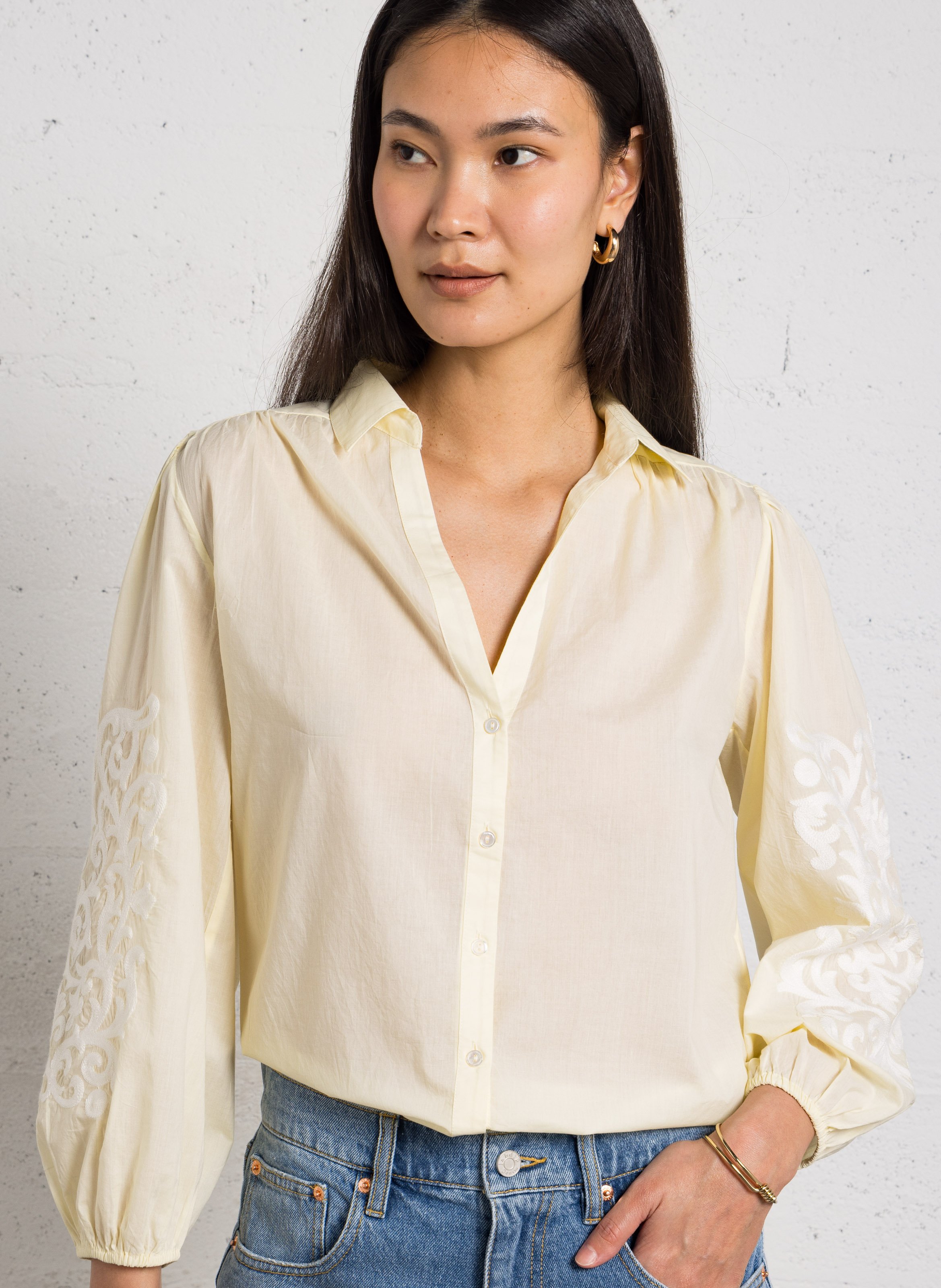 Chemisier ample col v en coton darwin MAISON 123 Jaune