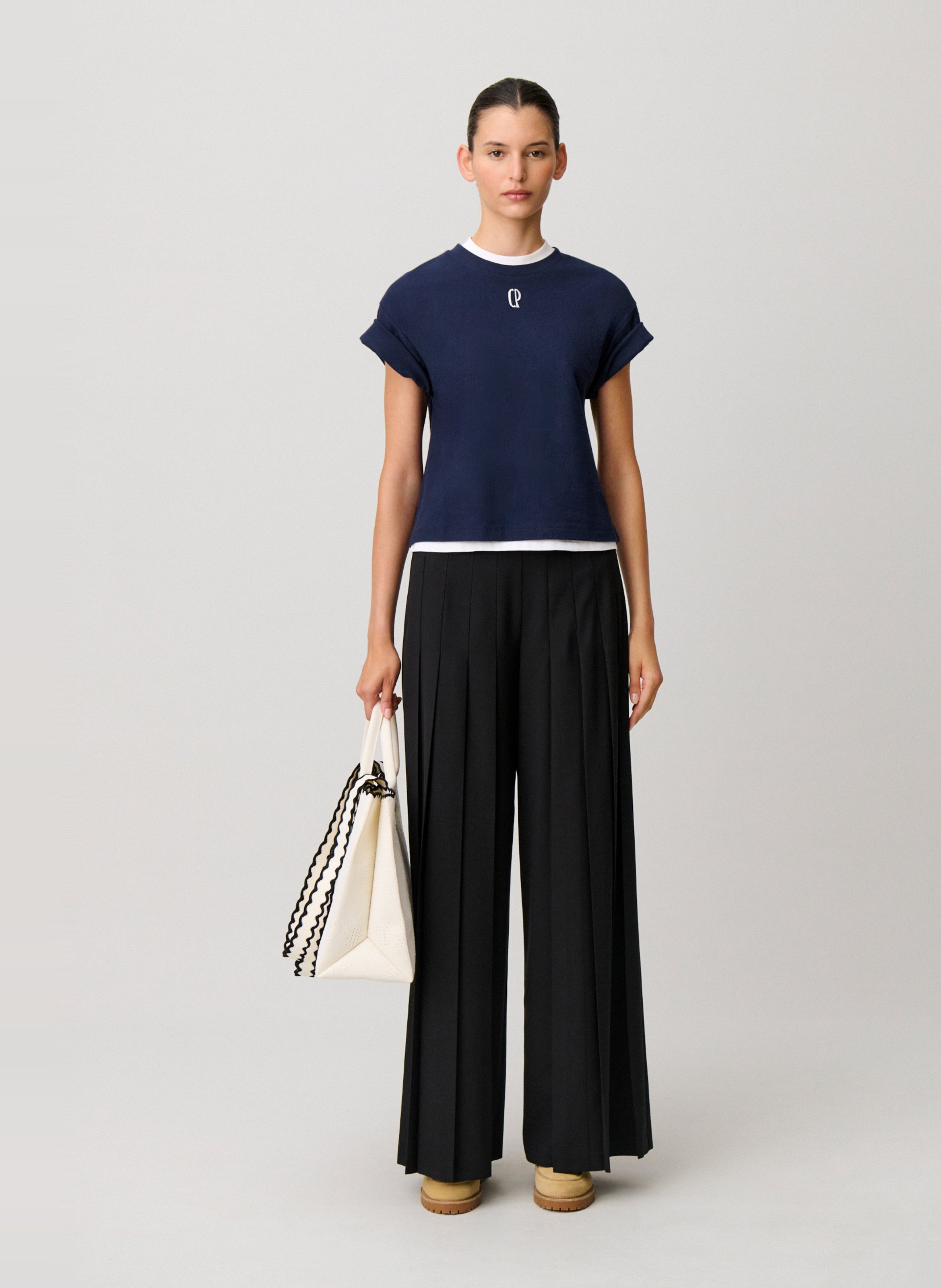 Pantalon large plissé CLAUDIE PIERLOT Noir