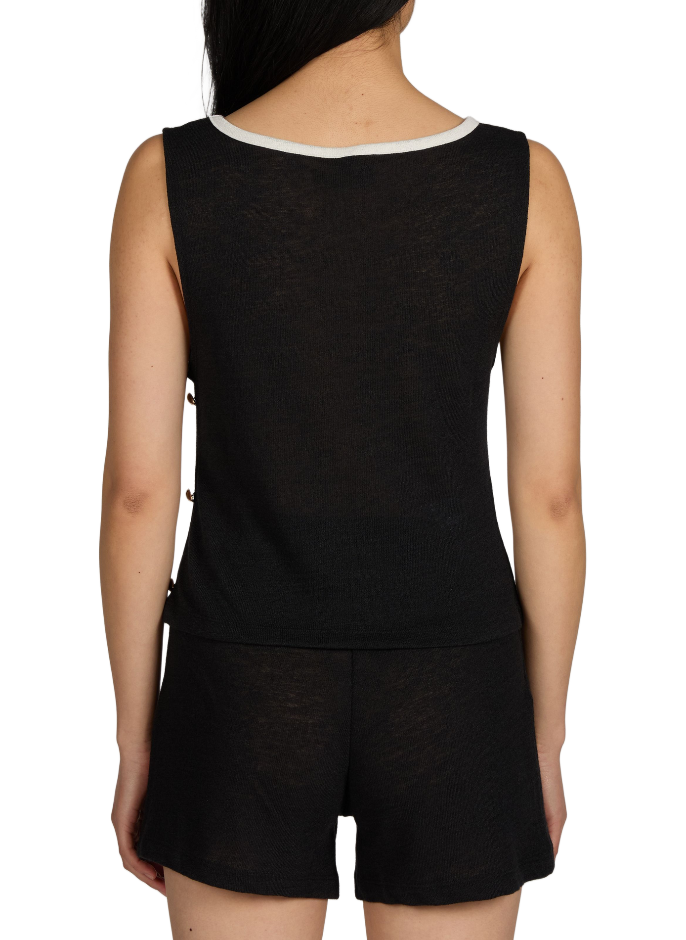 Sleeveless Signature Button-Up Top KARL LAGERFELD Black