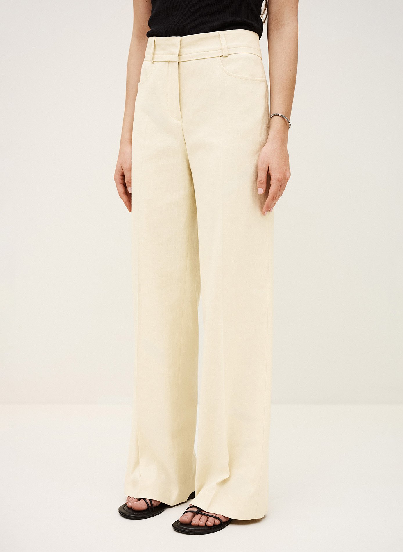 Pantalon large en lin mélangé cista BA&SH Beige