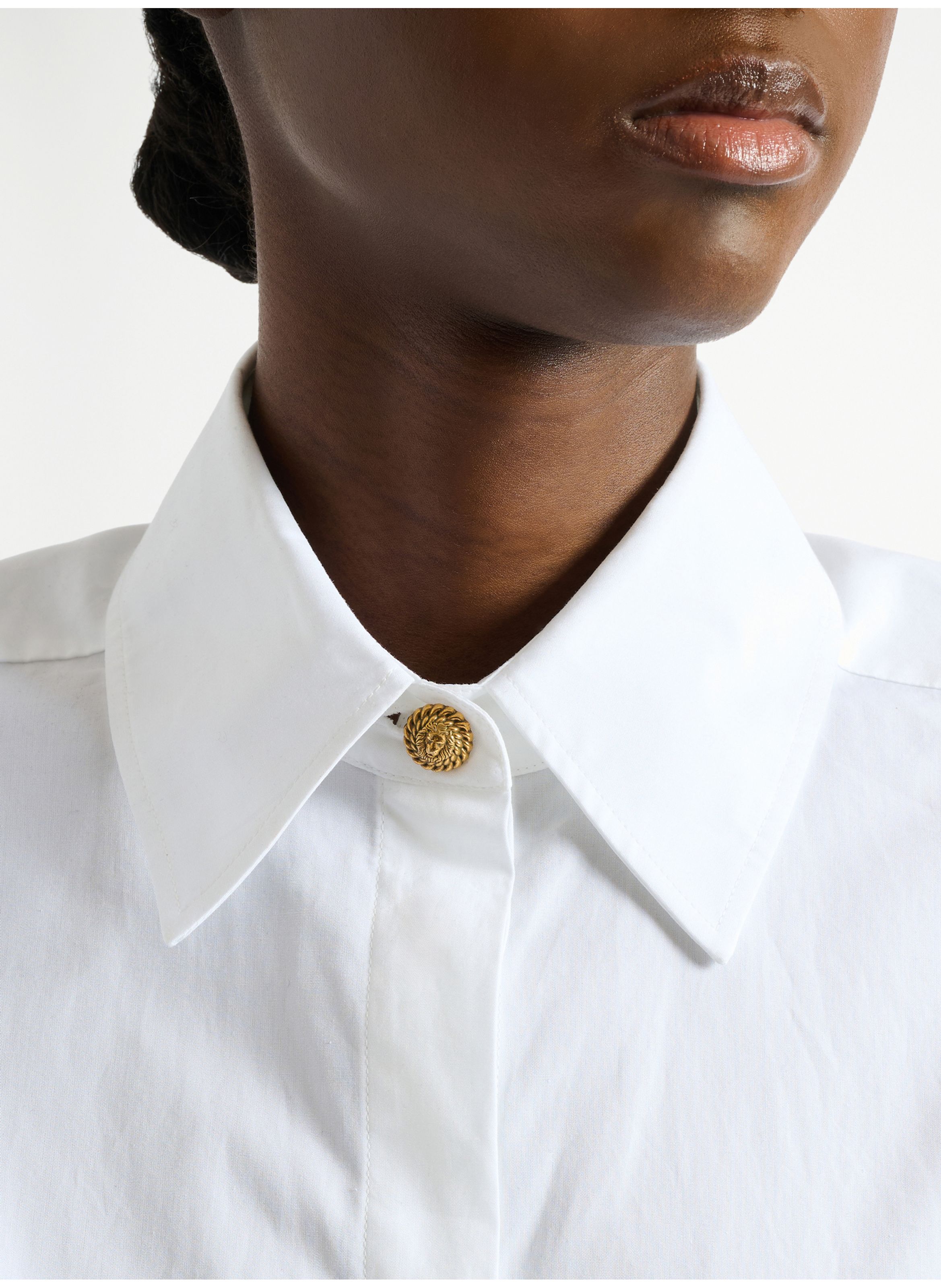 Chemise en popeline de coton BALMAIN Blanc