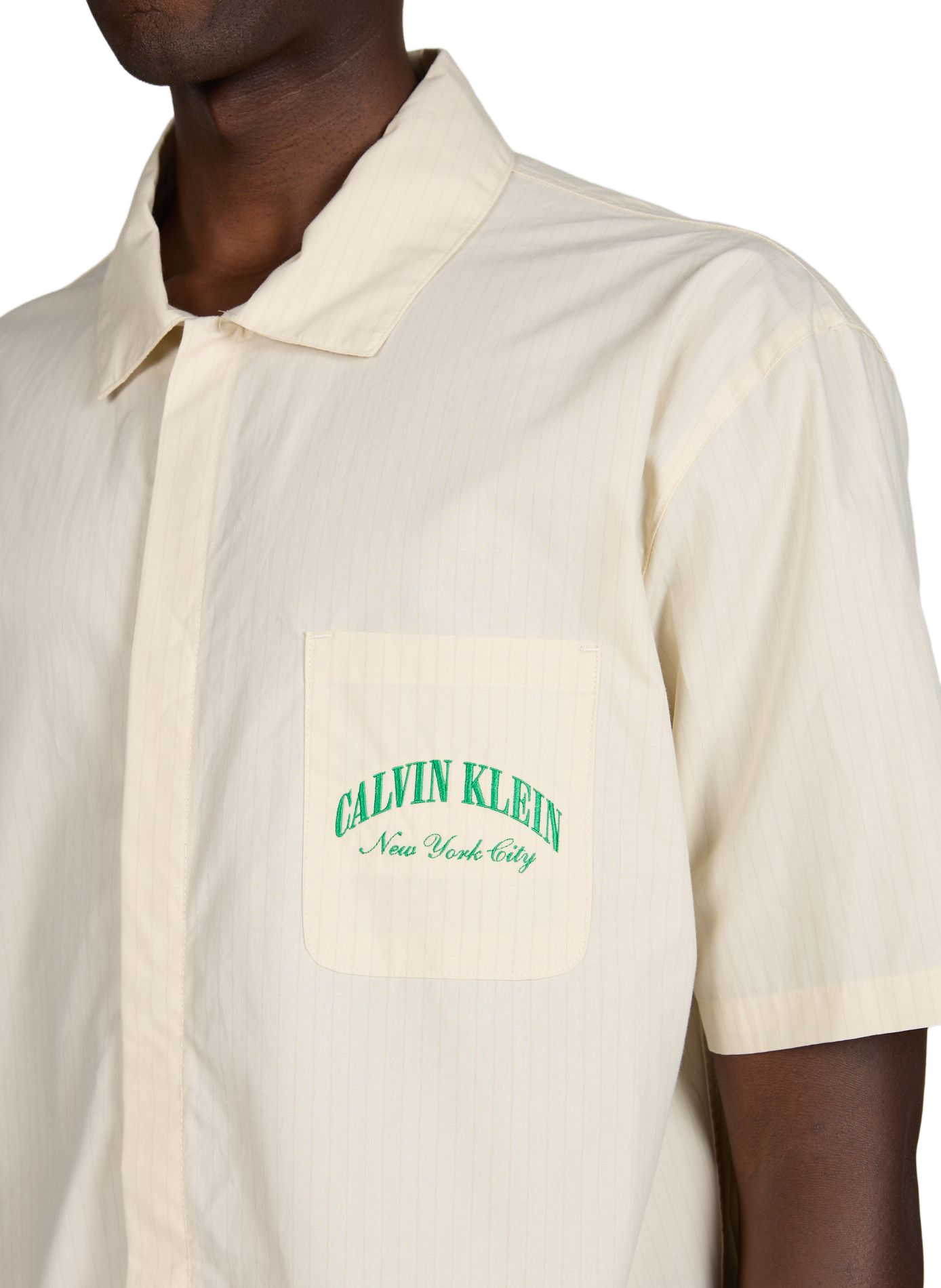 Short-sleeved striped cotton shirt CALVIN KLEIN White