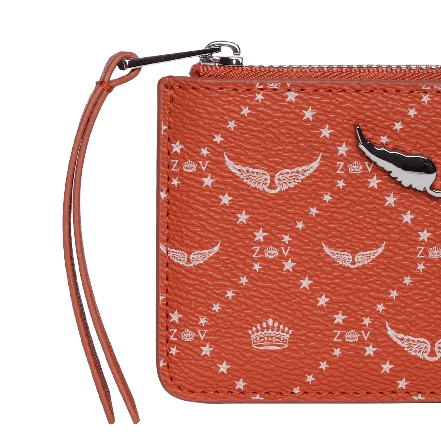 Embossed shiny leather card holder zv card ZADIG&VOLTAIRE Orange