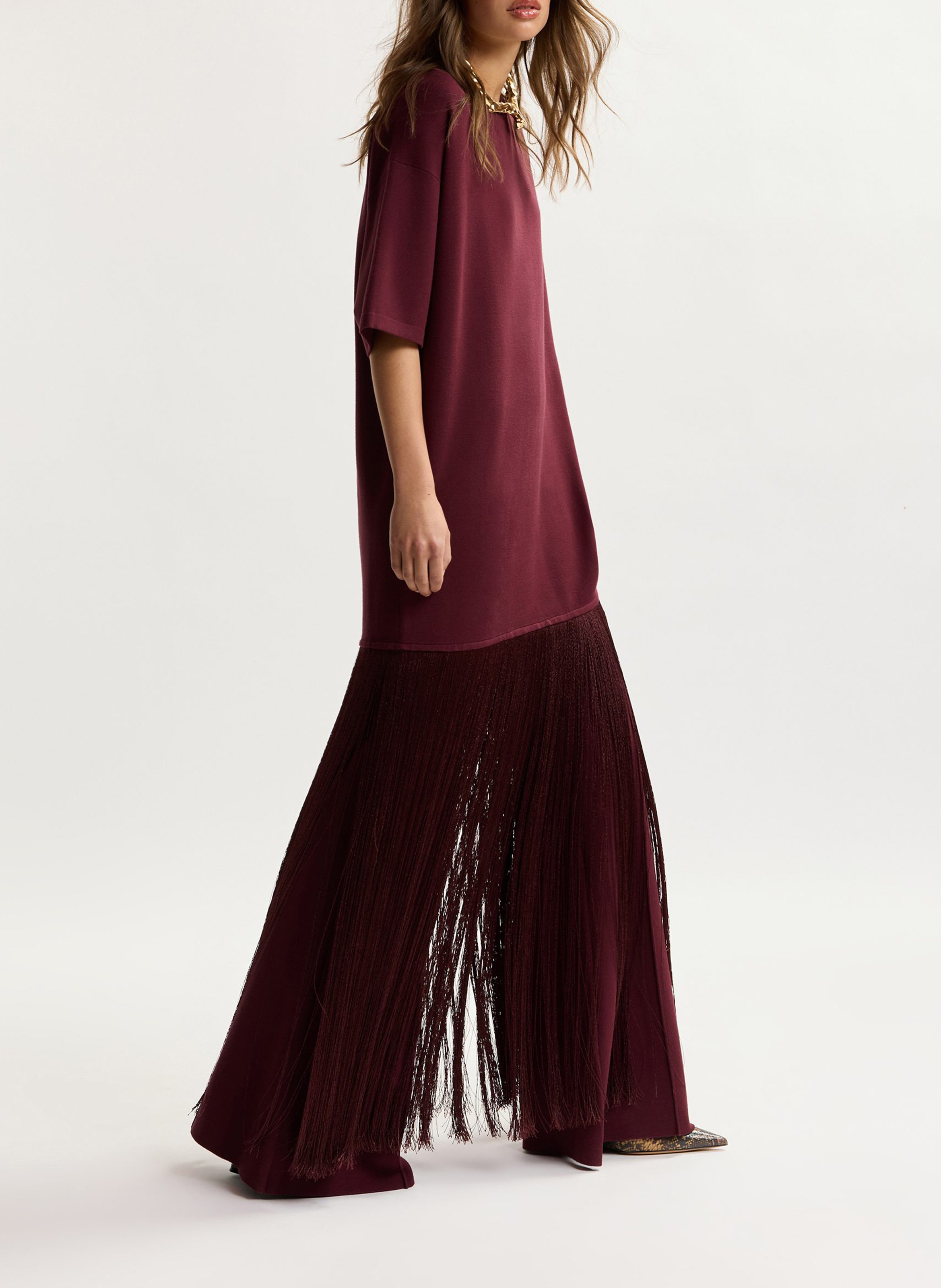 Robe courte col rond à franges keremony ESSENTIEL ANTWERP Rouge