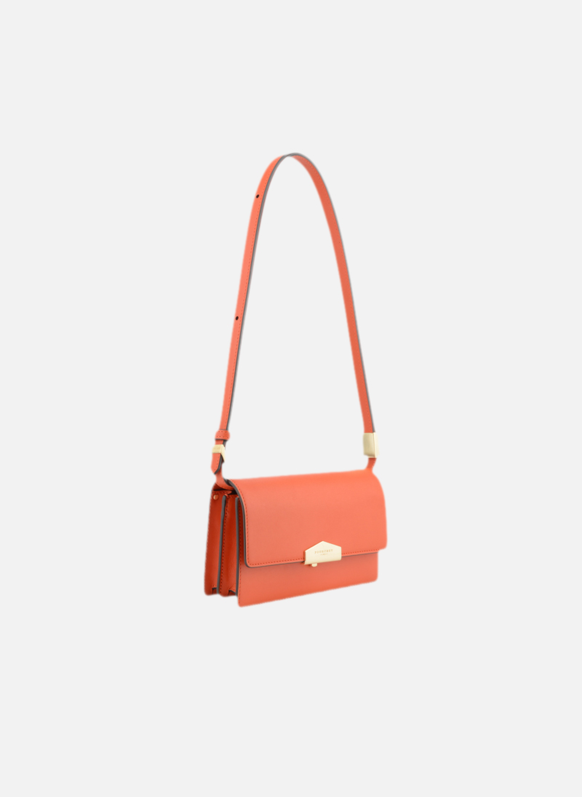 Anjou | sac porté épaule pm en cuir lisse | Orange POURCHET Femme