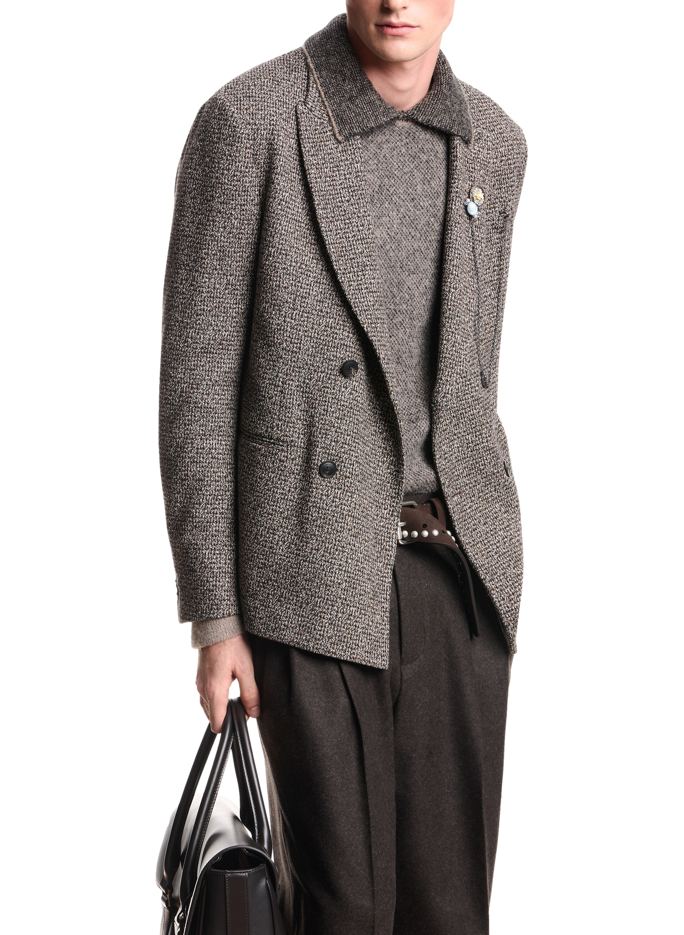 Structured Tweed Blazer EMPORIO ARMANI Grey