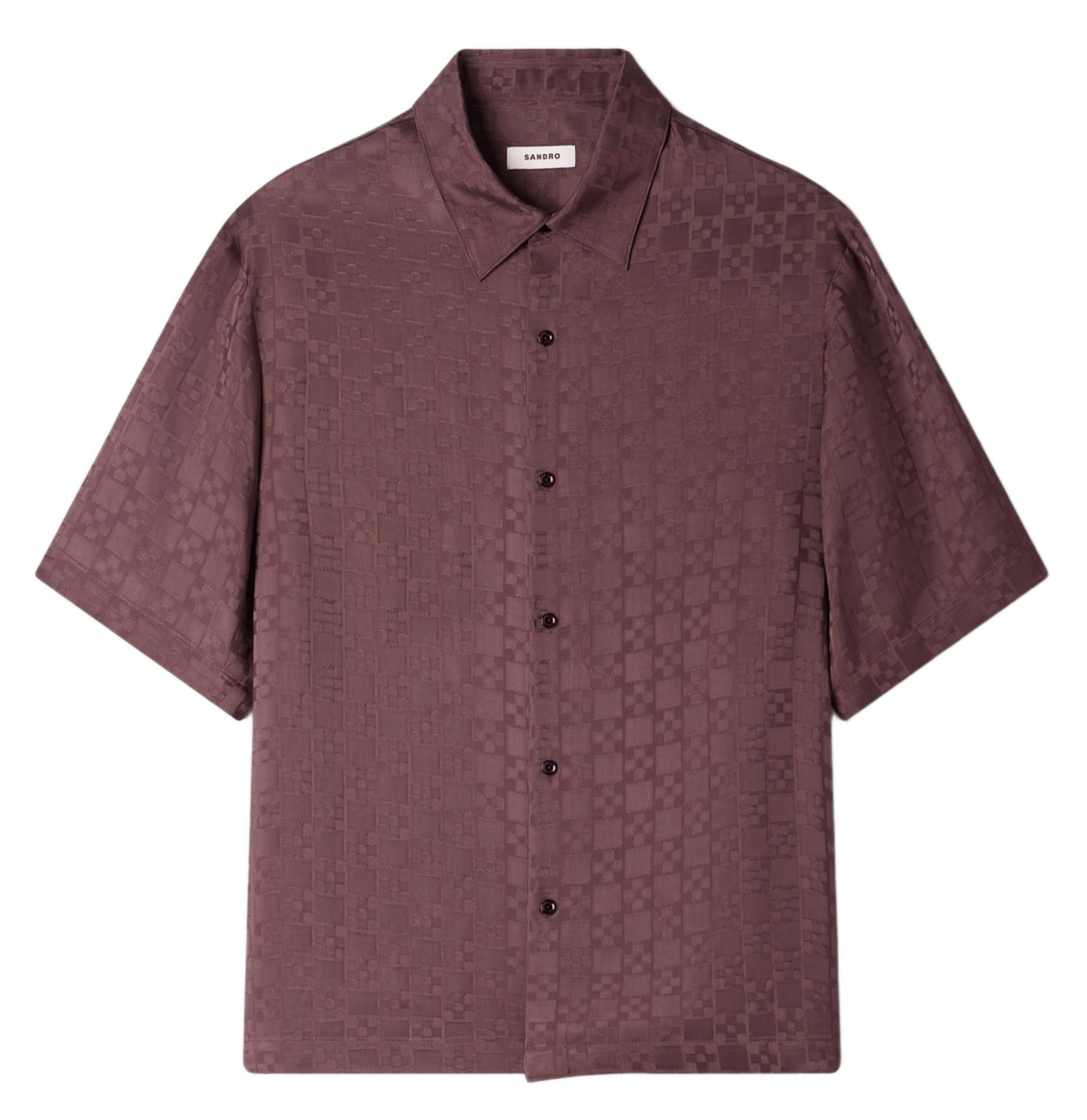 Chemise droite col classique à carreaux SANDRO Marron
