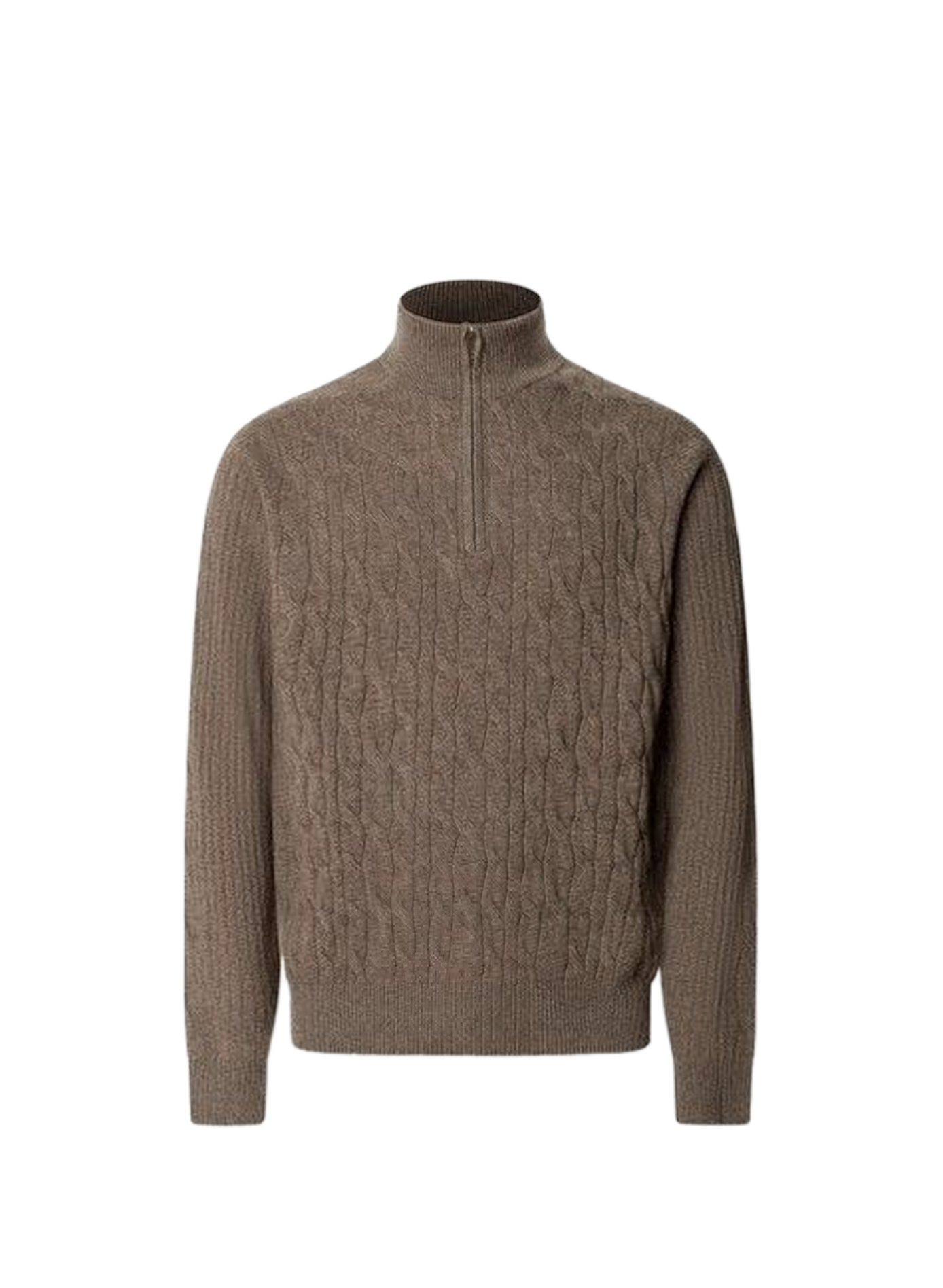 Geflochtener Wollpullover mit Reißverschlusskragen HACKETT Beige