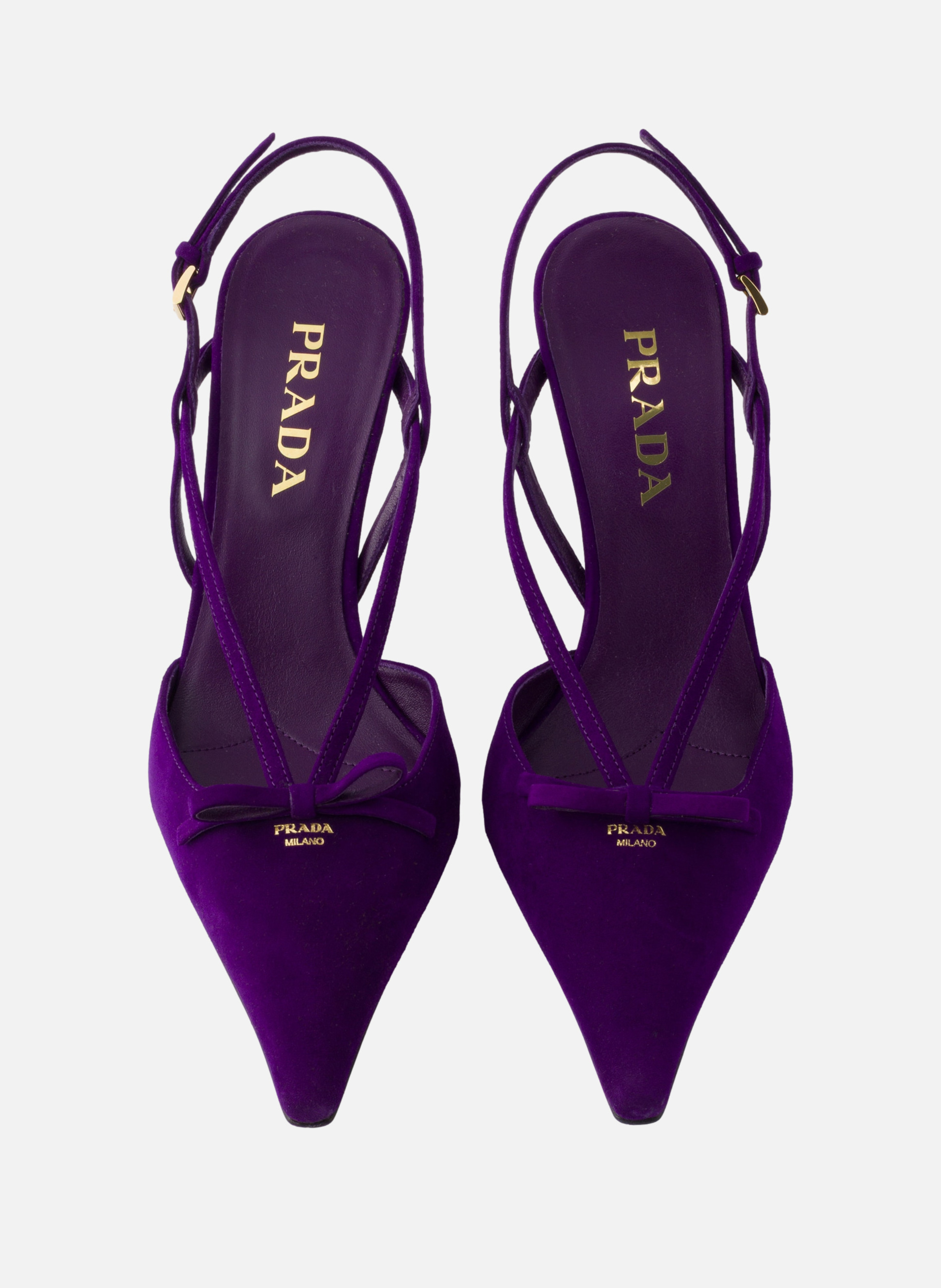 Escarpins à bride arrière en veau velours PRADA Violet