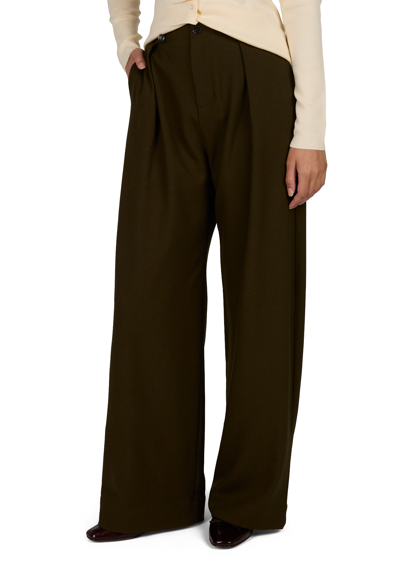 Weites Hosenbein Jio hohe Taille SUNCOO Khaki