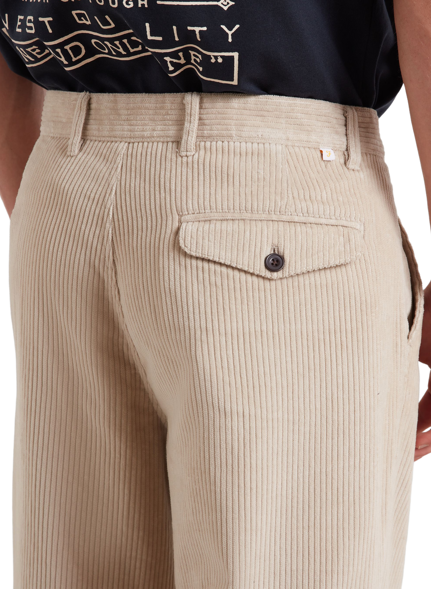 Straight corduroy cotton trousers FARAH Beige