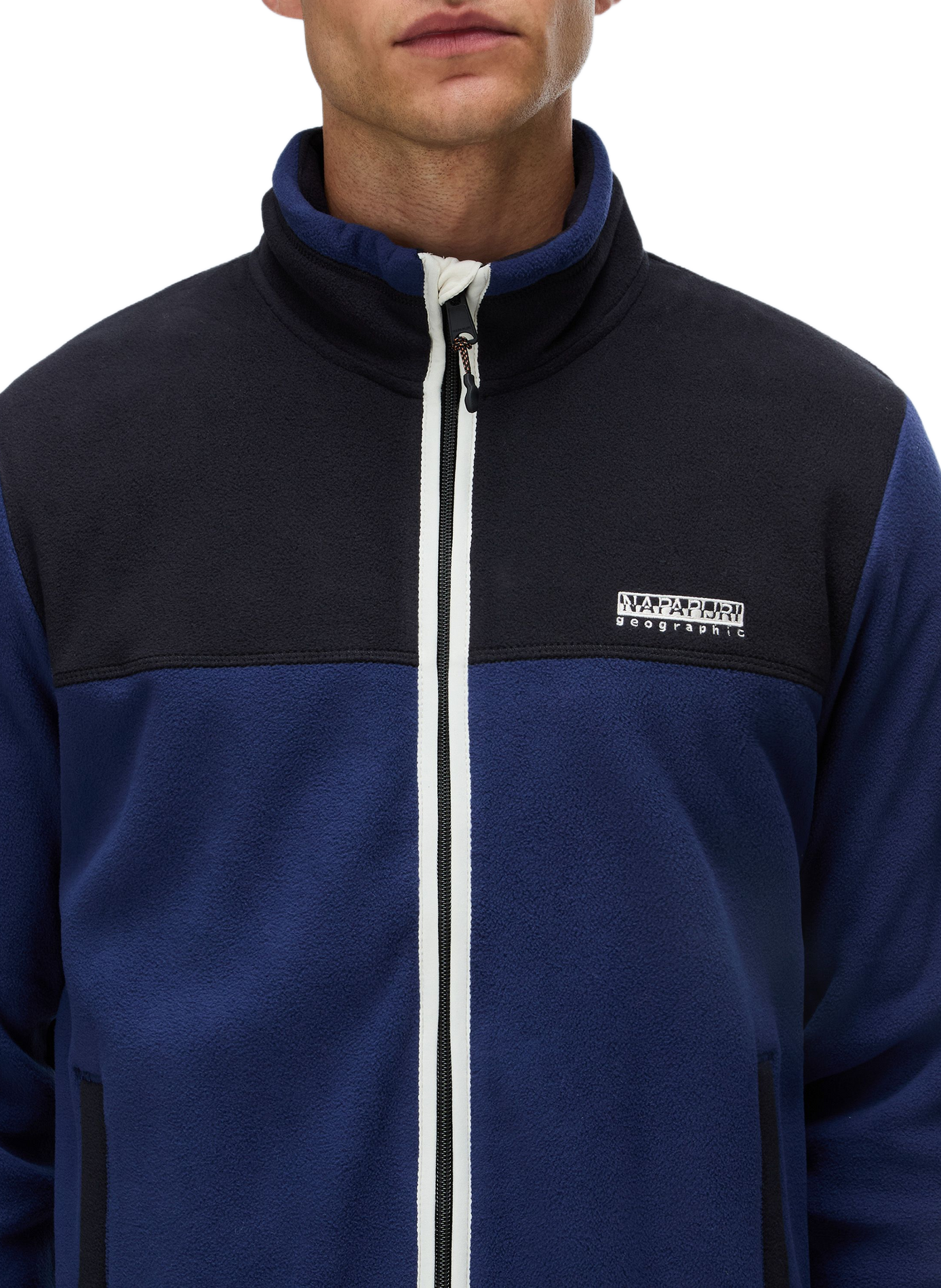 Straight fleece sweater with high collar in blended cotton NAPAPIJRI Blue