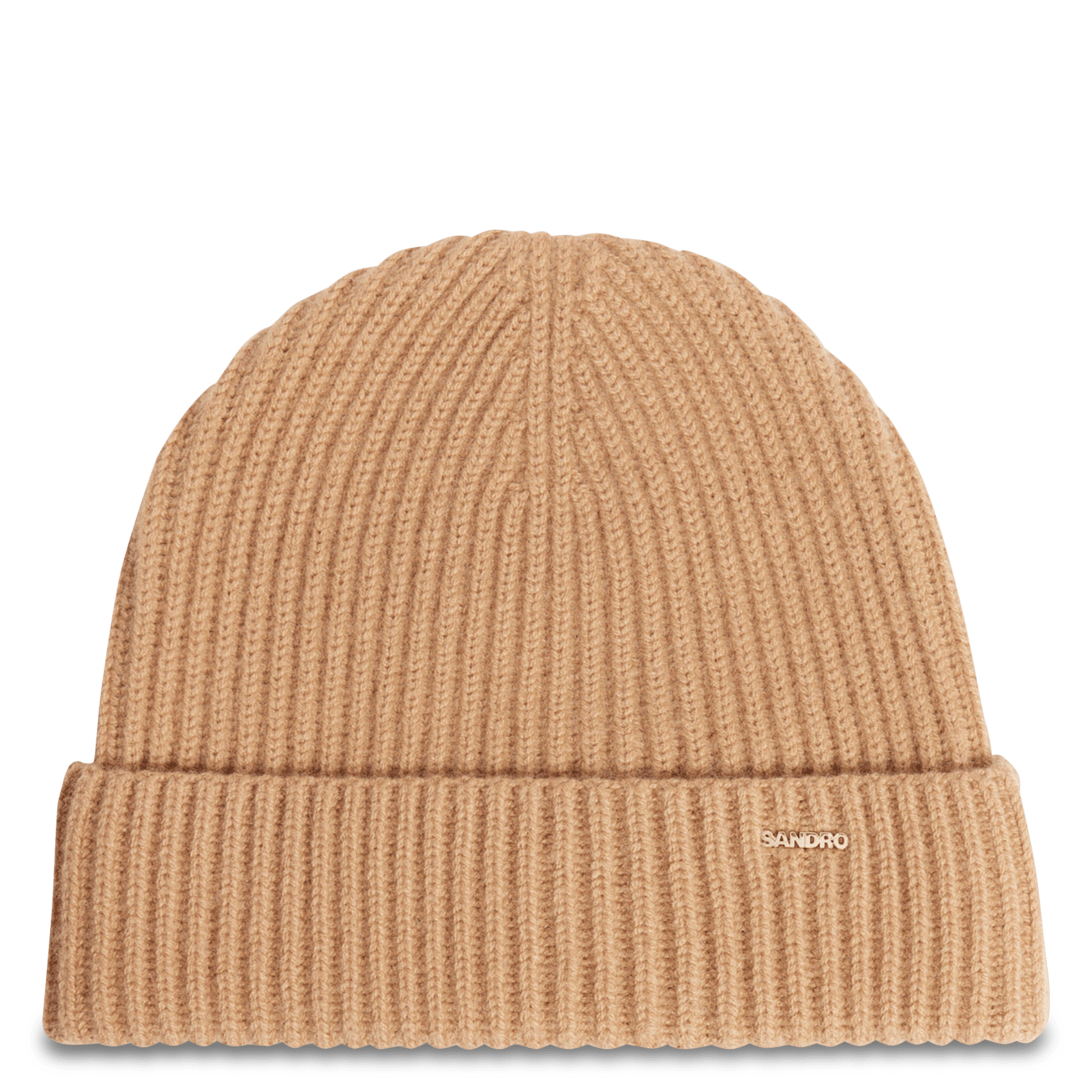 Bonnet à revers uni en laine et cachemire SANDRO Marron