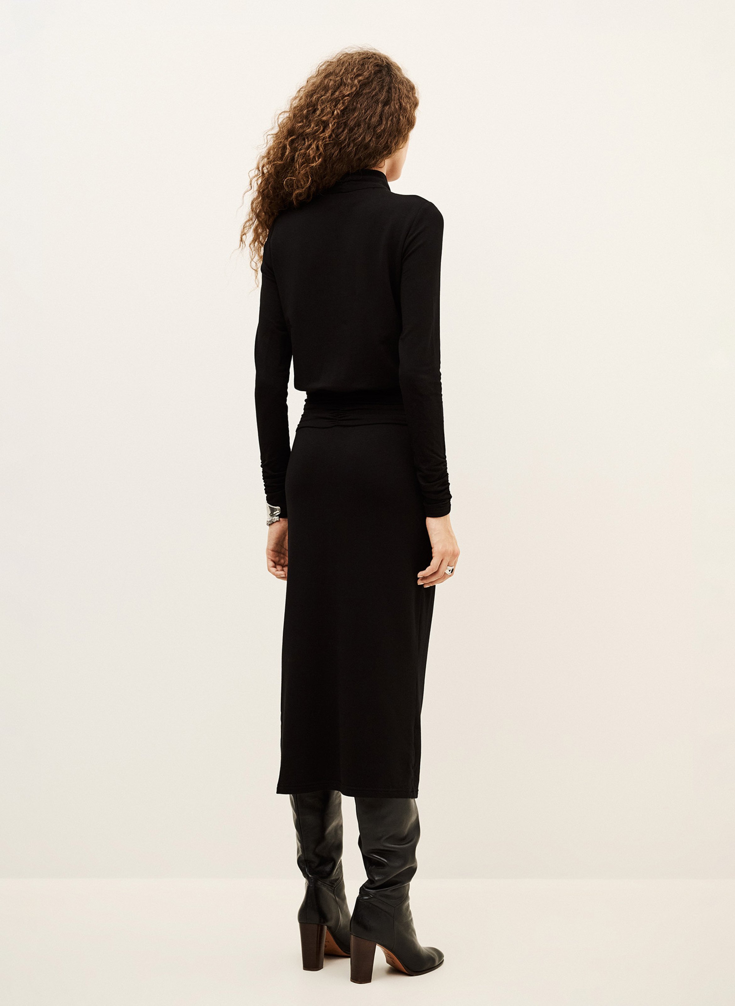 Robe longue drapée unie jema BA&SH Noir