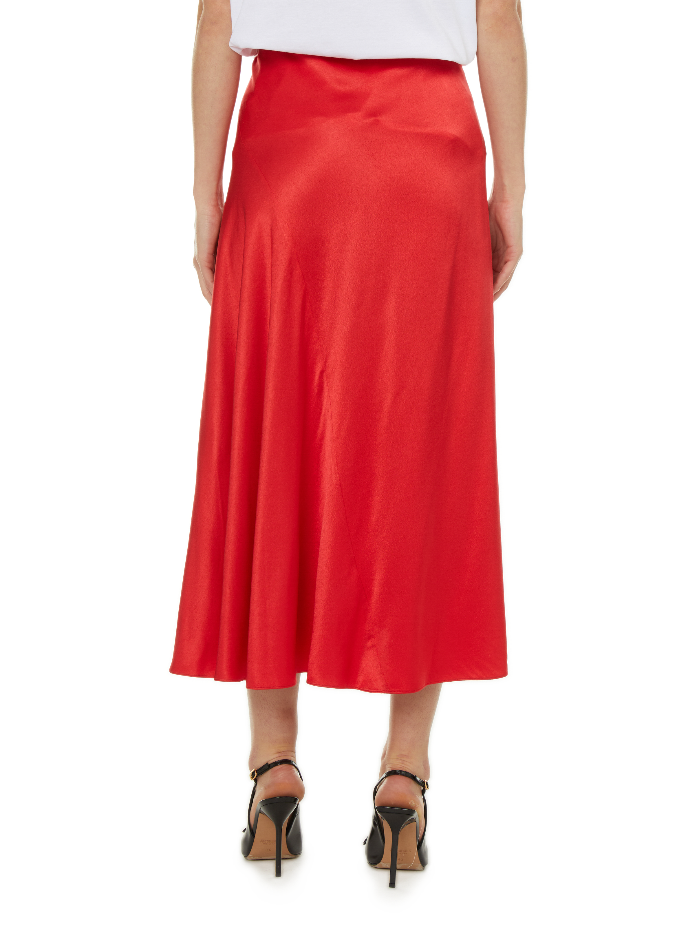 Jupe midi effet satiné SAMSOE SAMSOE Rouge