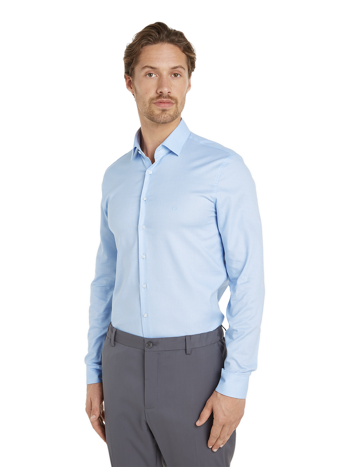 CALVIN KLEIN Chemise slim en coton Bleu