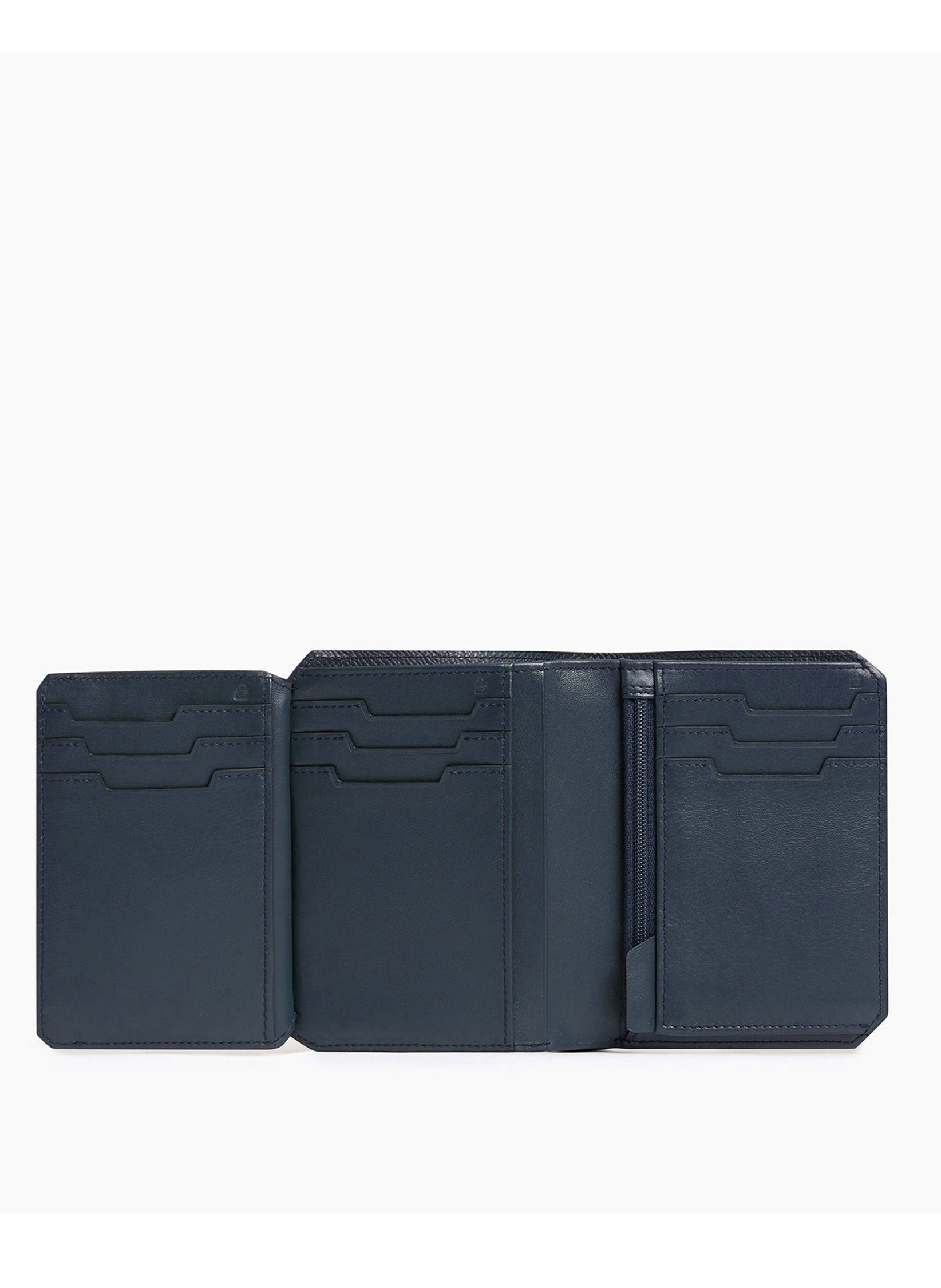 Portefeuille vertical 2 volets gaston en cuir grain croisé LE TANNEUR Bleu