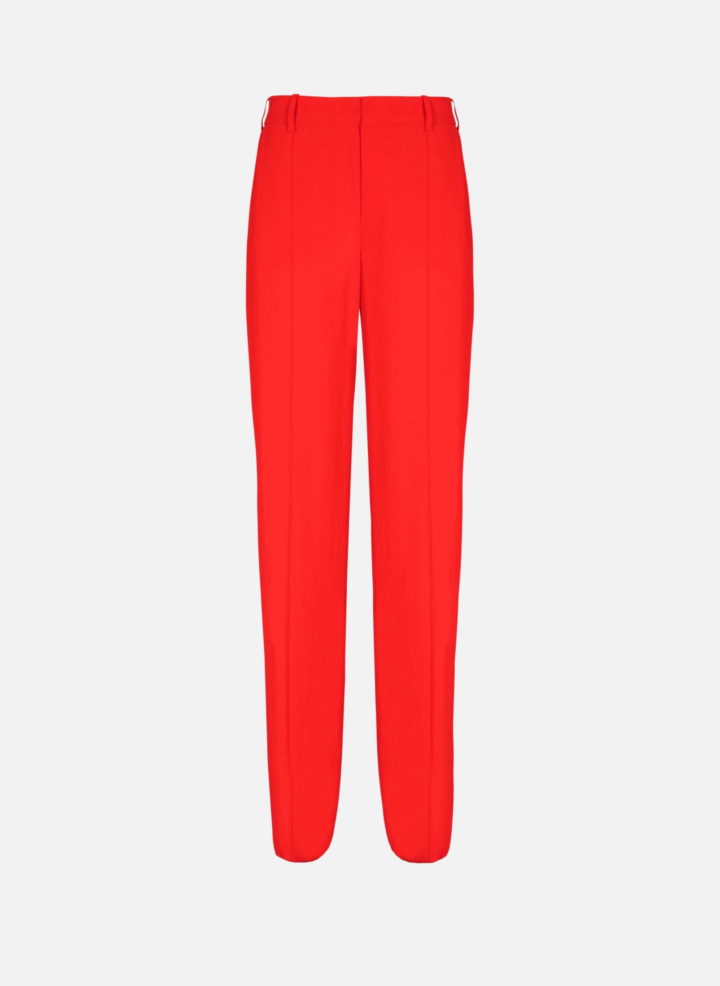 Pantalon tailleur droit en crêpe BALMAIN Rouge